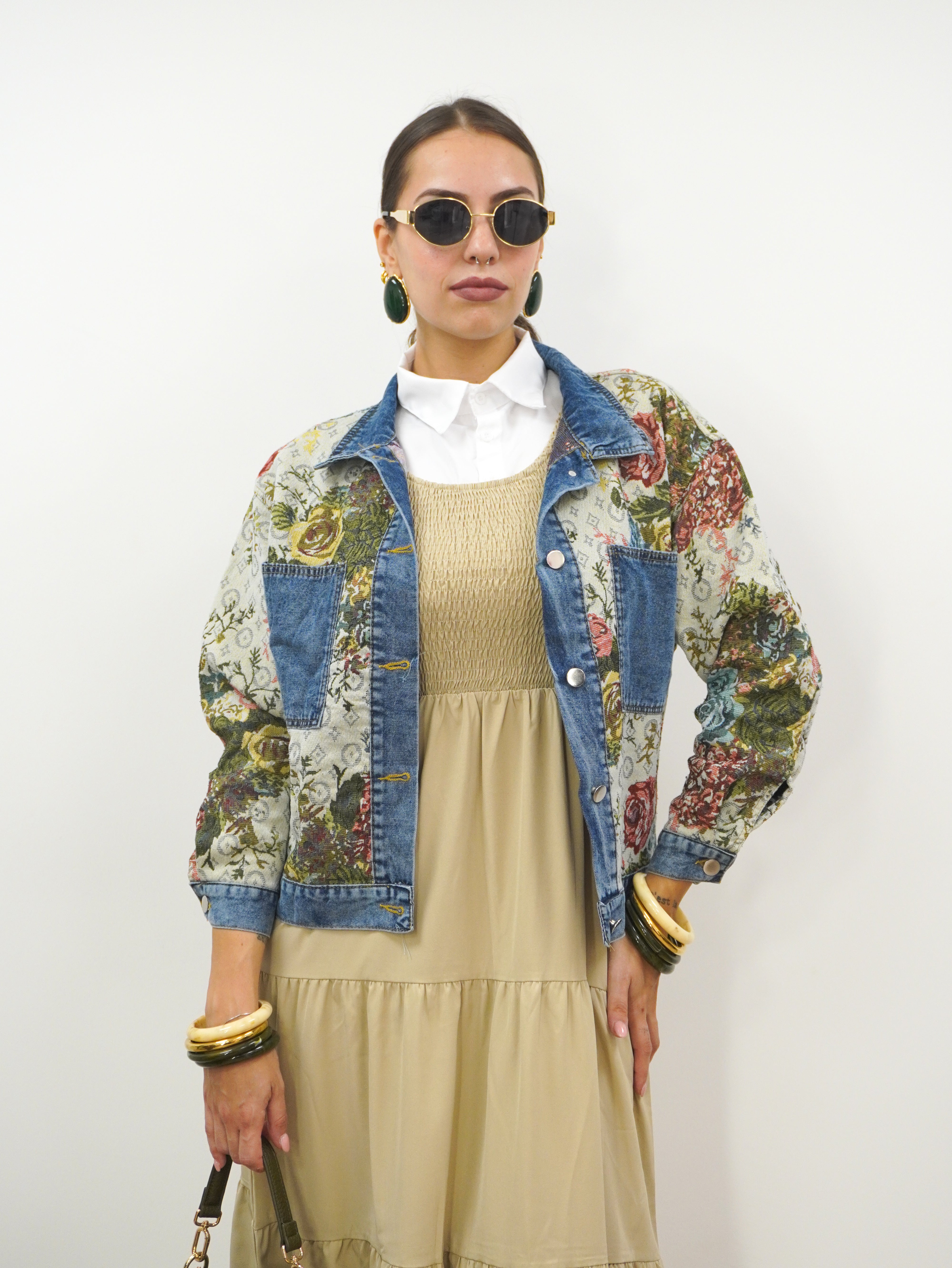 Giacca Denim Flowers