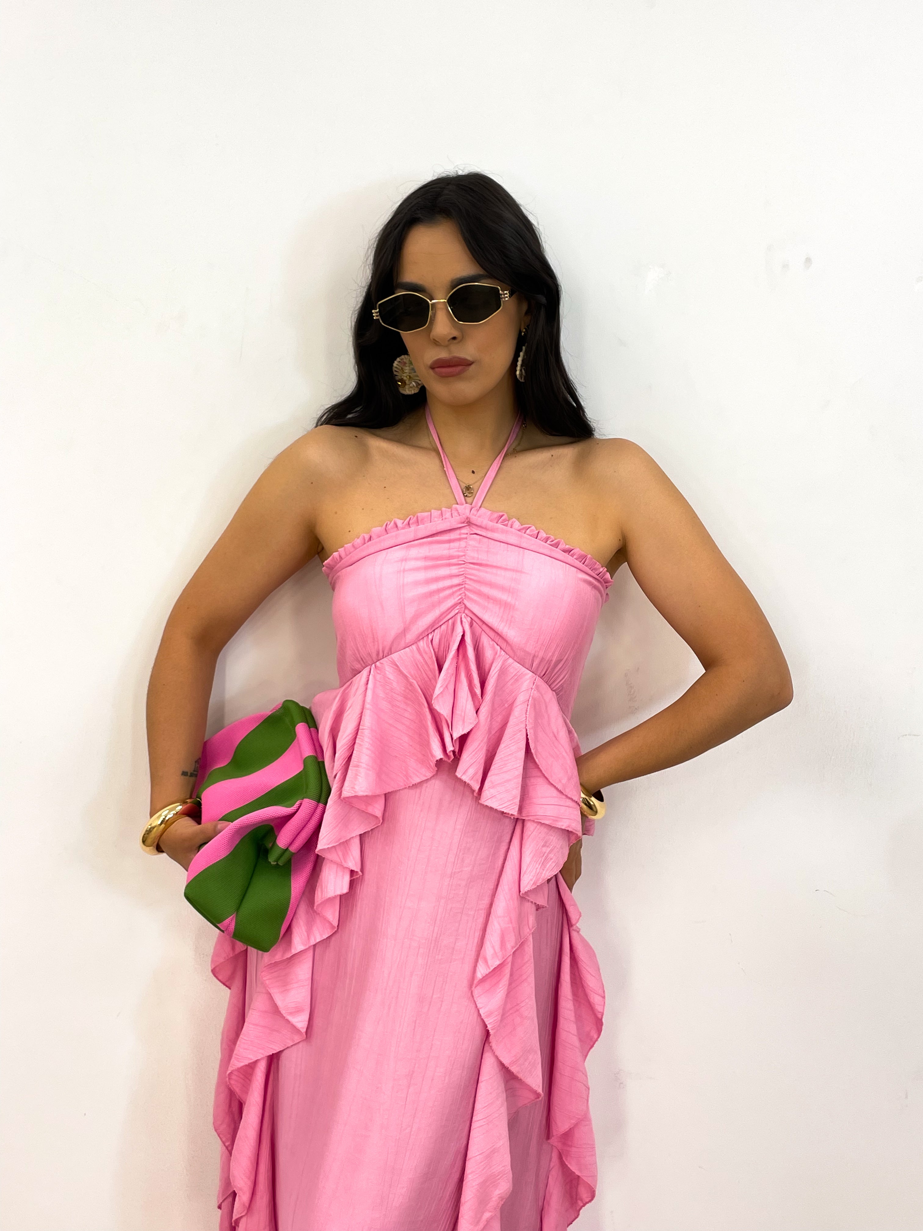 Abito MADELINE volant rosa