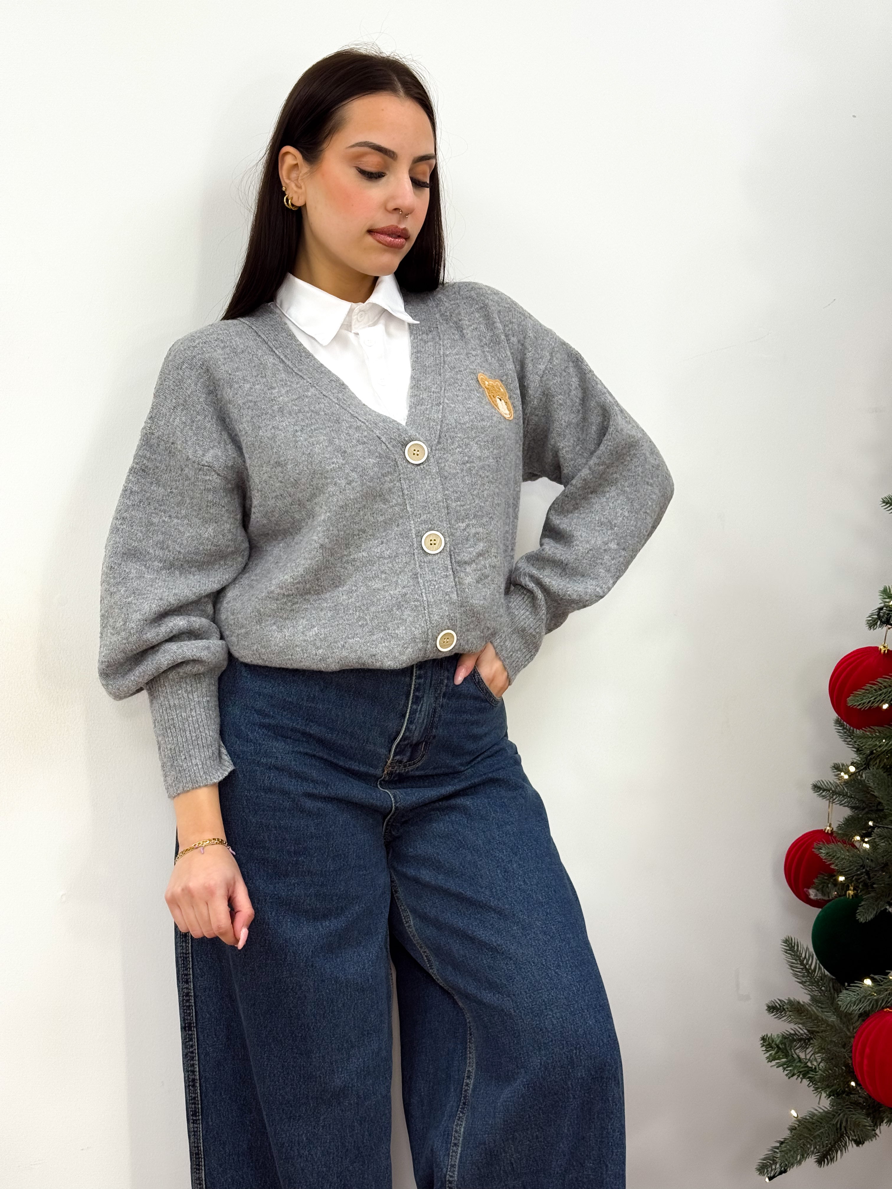 Cardigan Mini Teddy Grigio