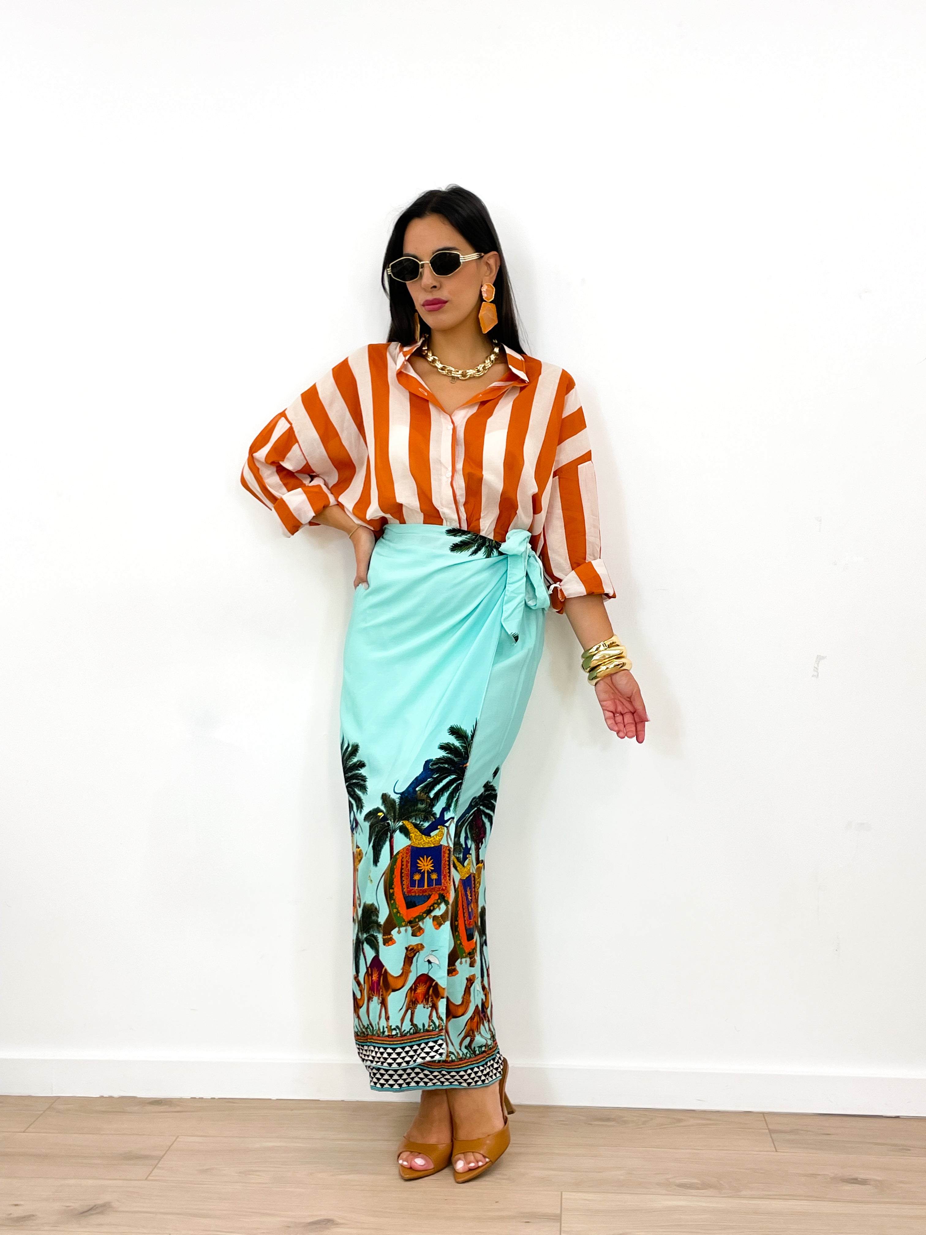 Camicia DOLL arancio/panna
