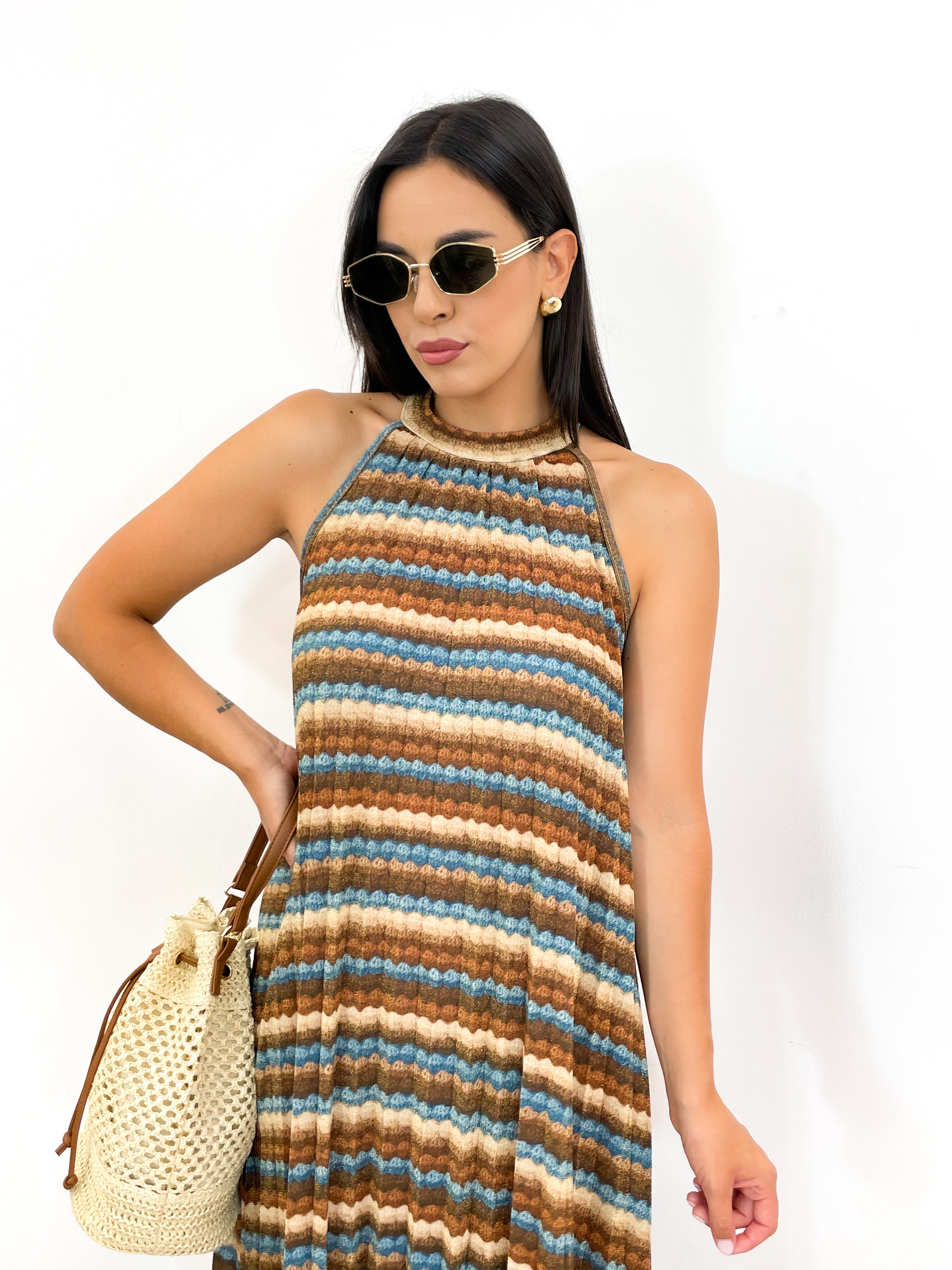 Abito EGYPT azzurro/cammello