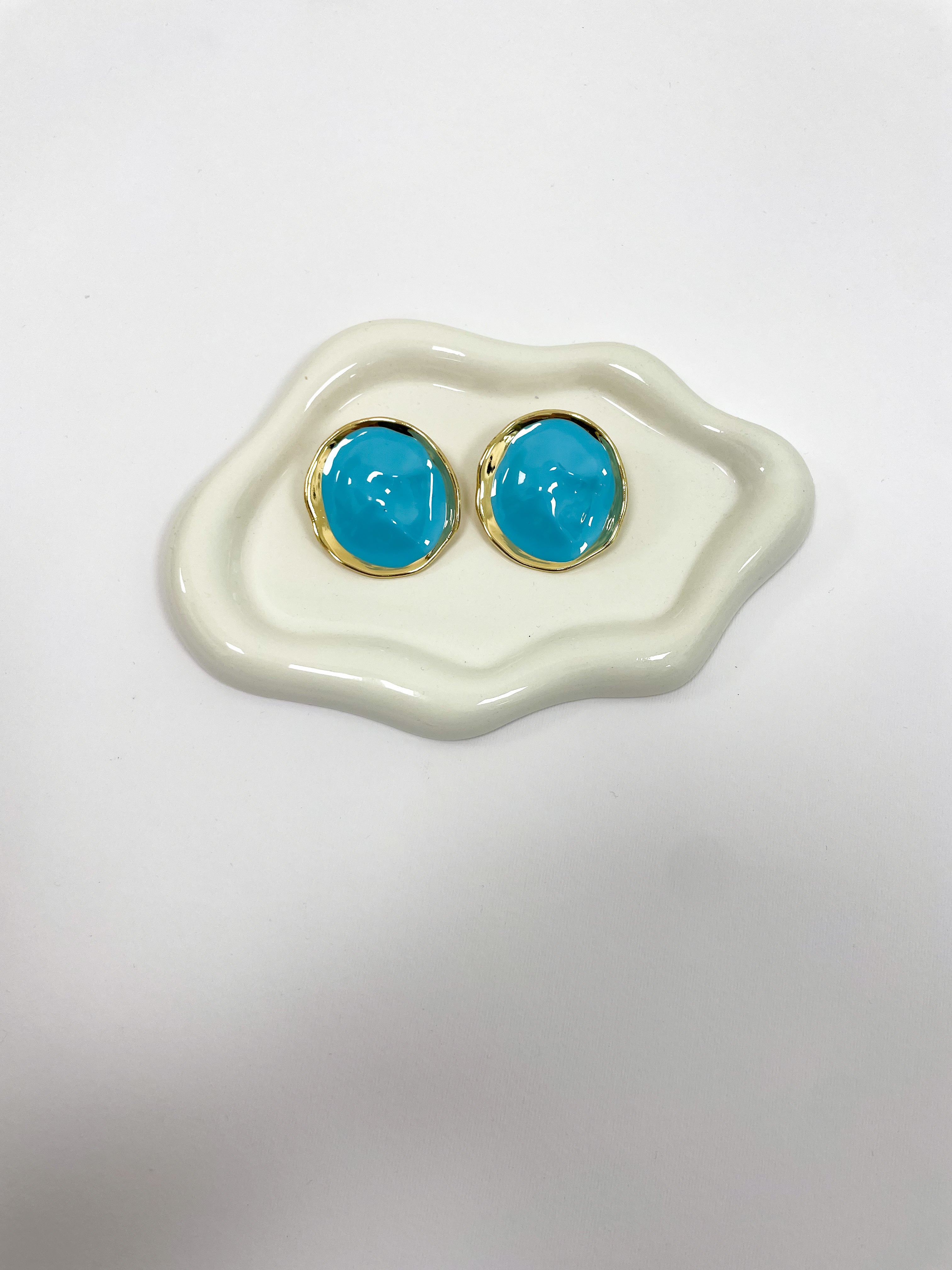 Orecchini bottone azzurro