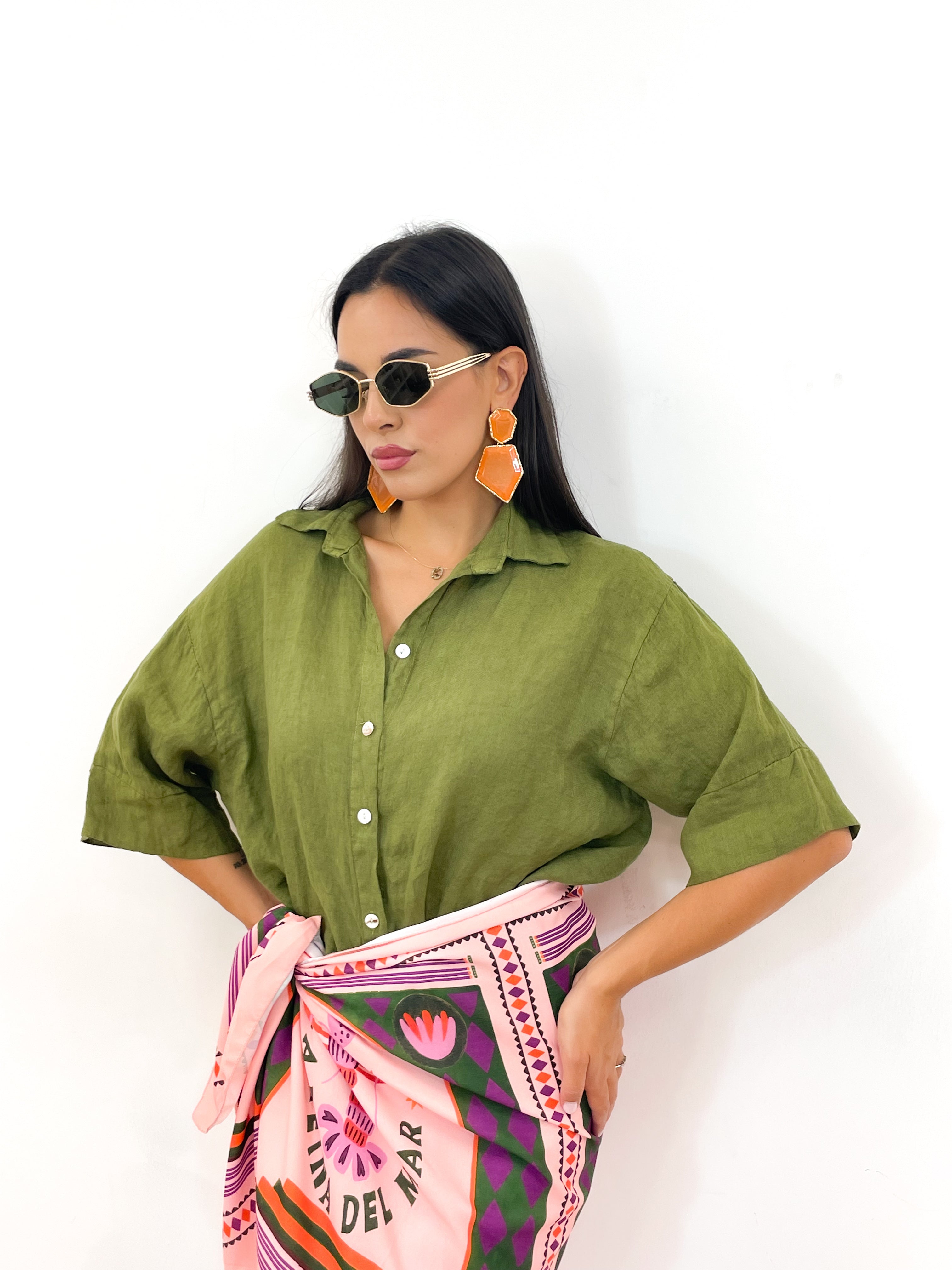 Camicia lino verde
