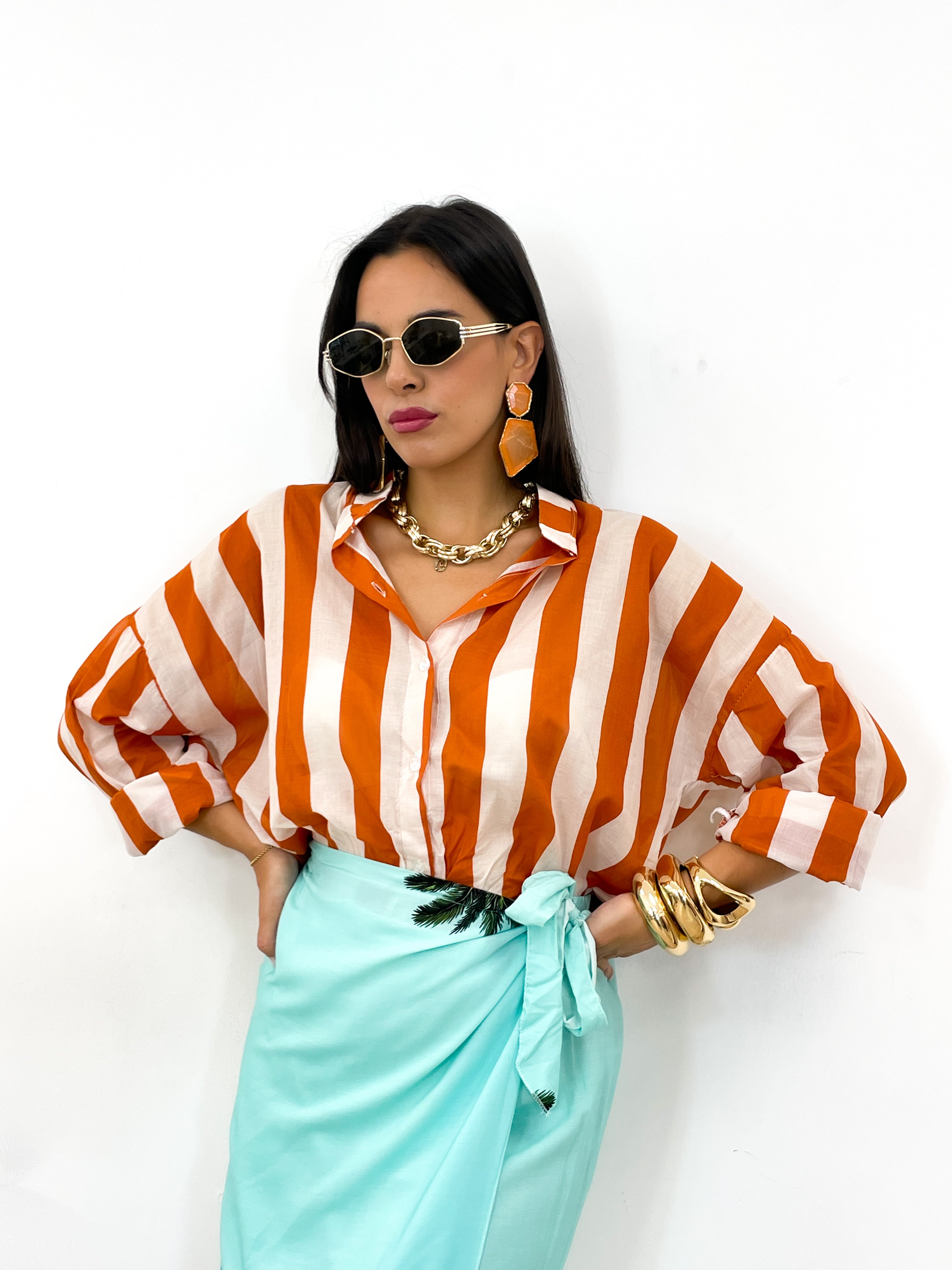 Camicia DOLL arancio/panna