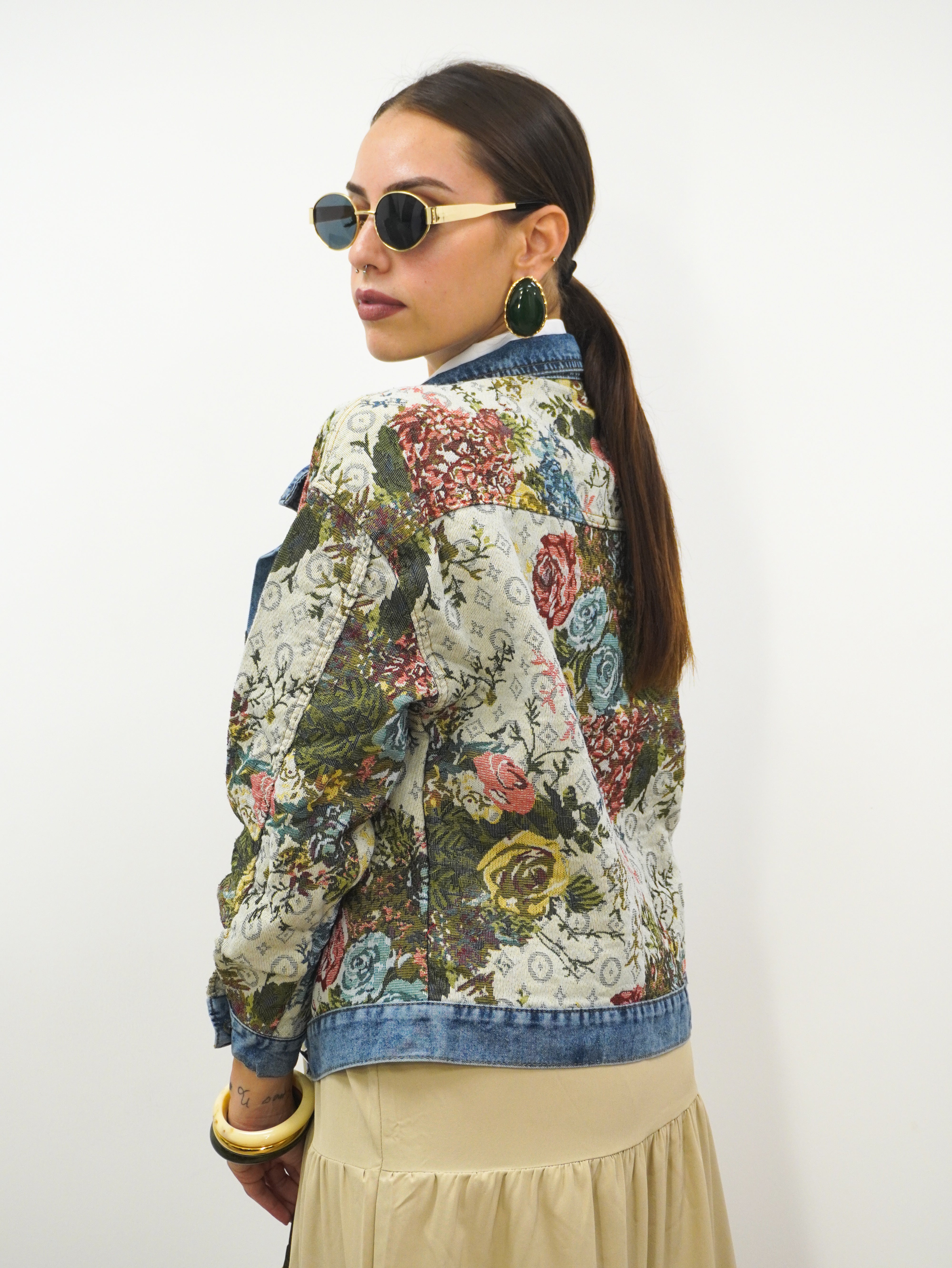 Giacca Denim Flowers