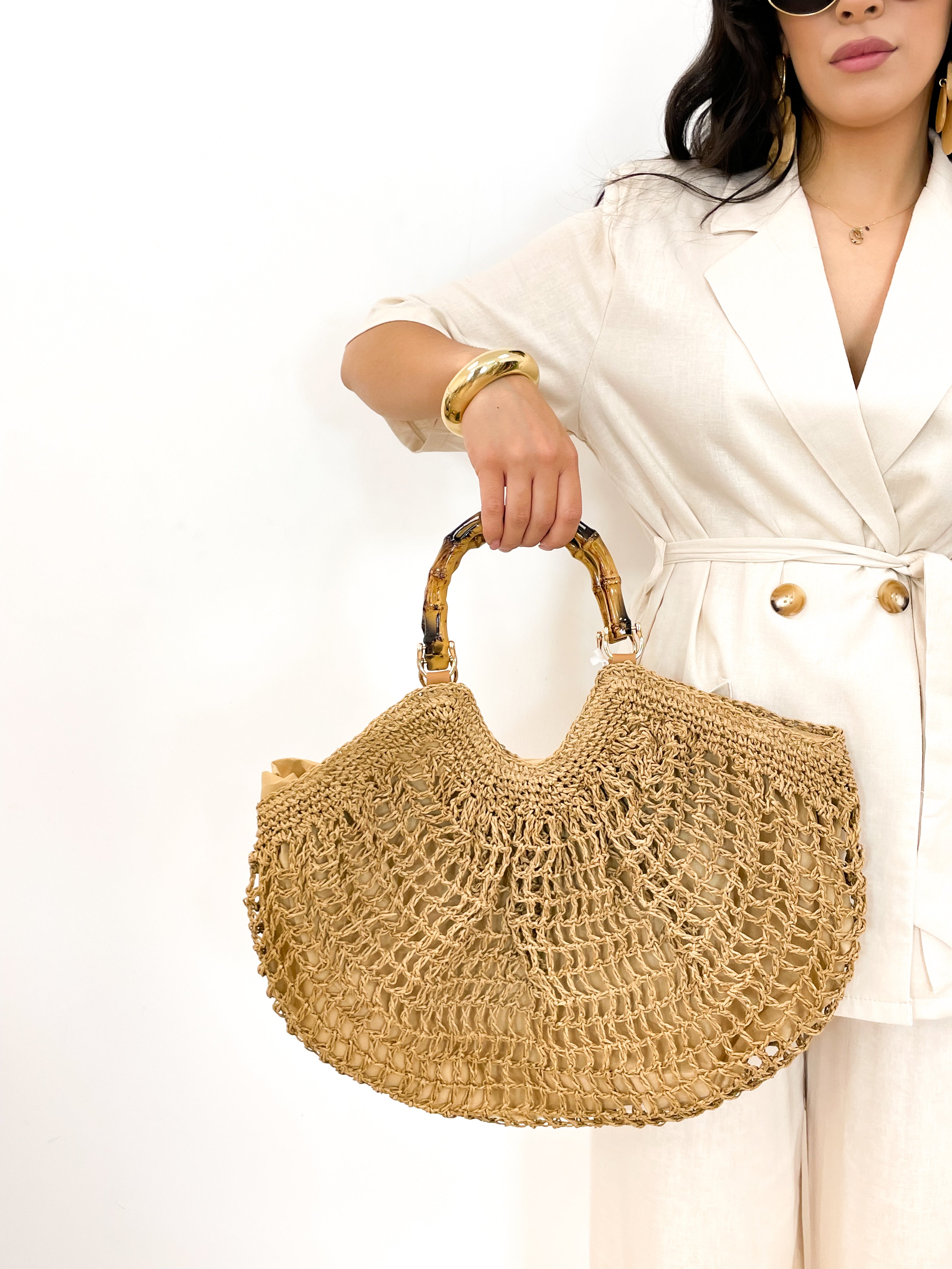 Borsa rafia LUNA cammello
