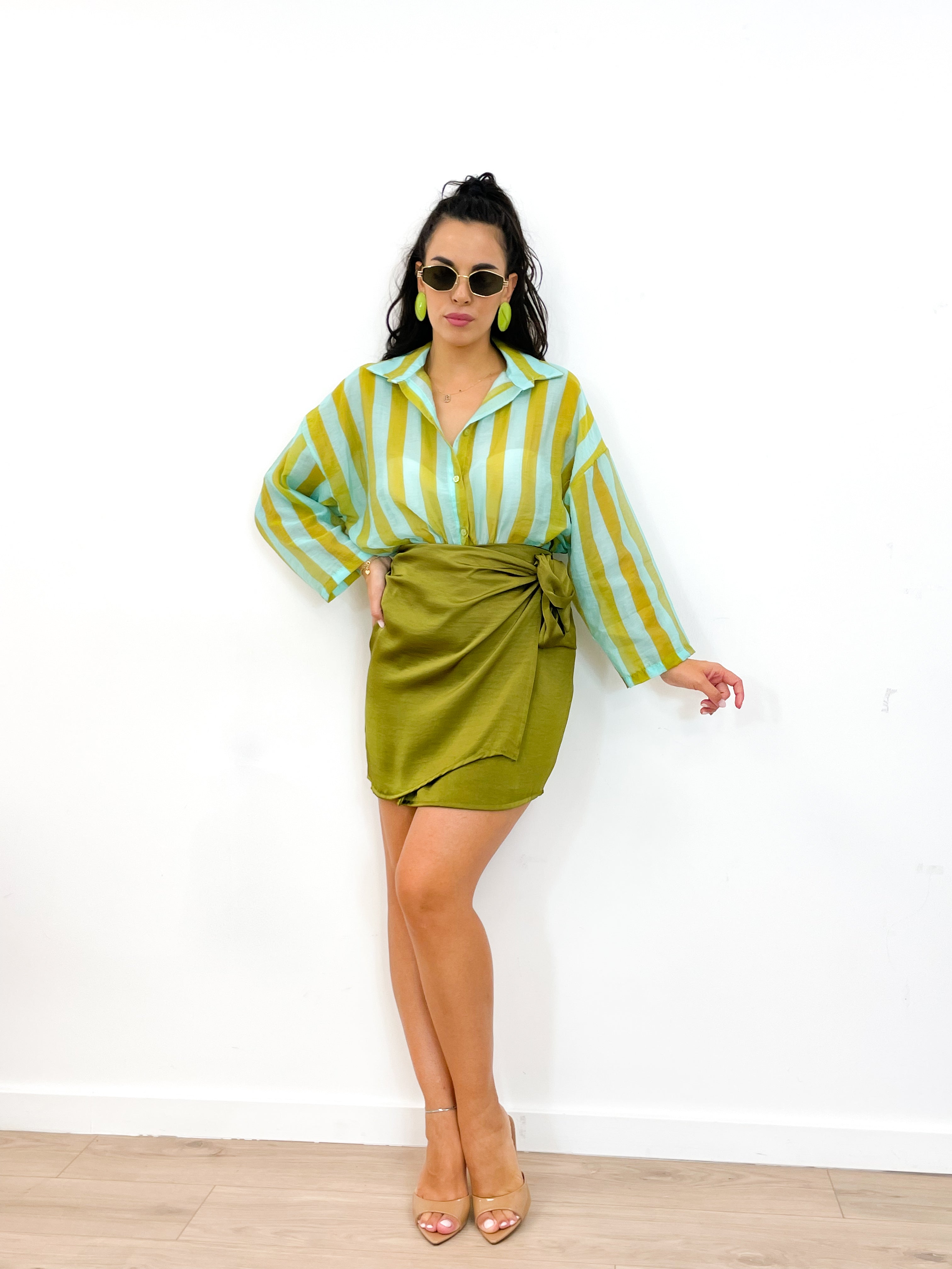 Camicia DOLL verde acido/tiffany