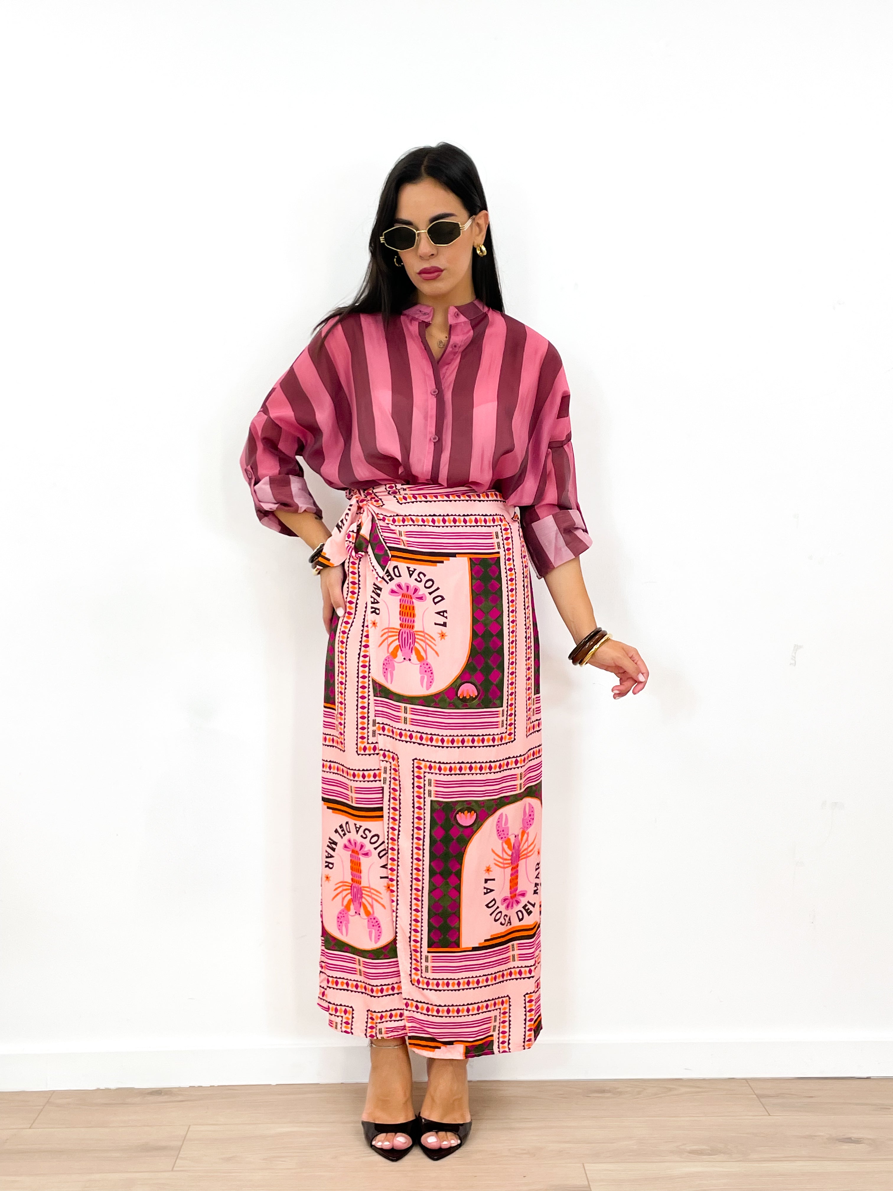 Camicia DOLL rosa malva/marrone