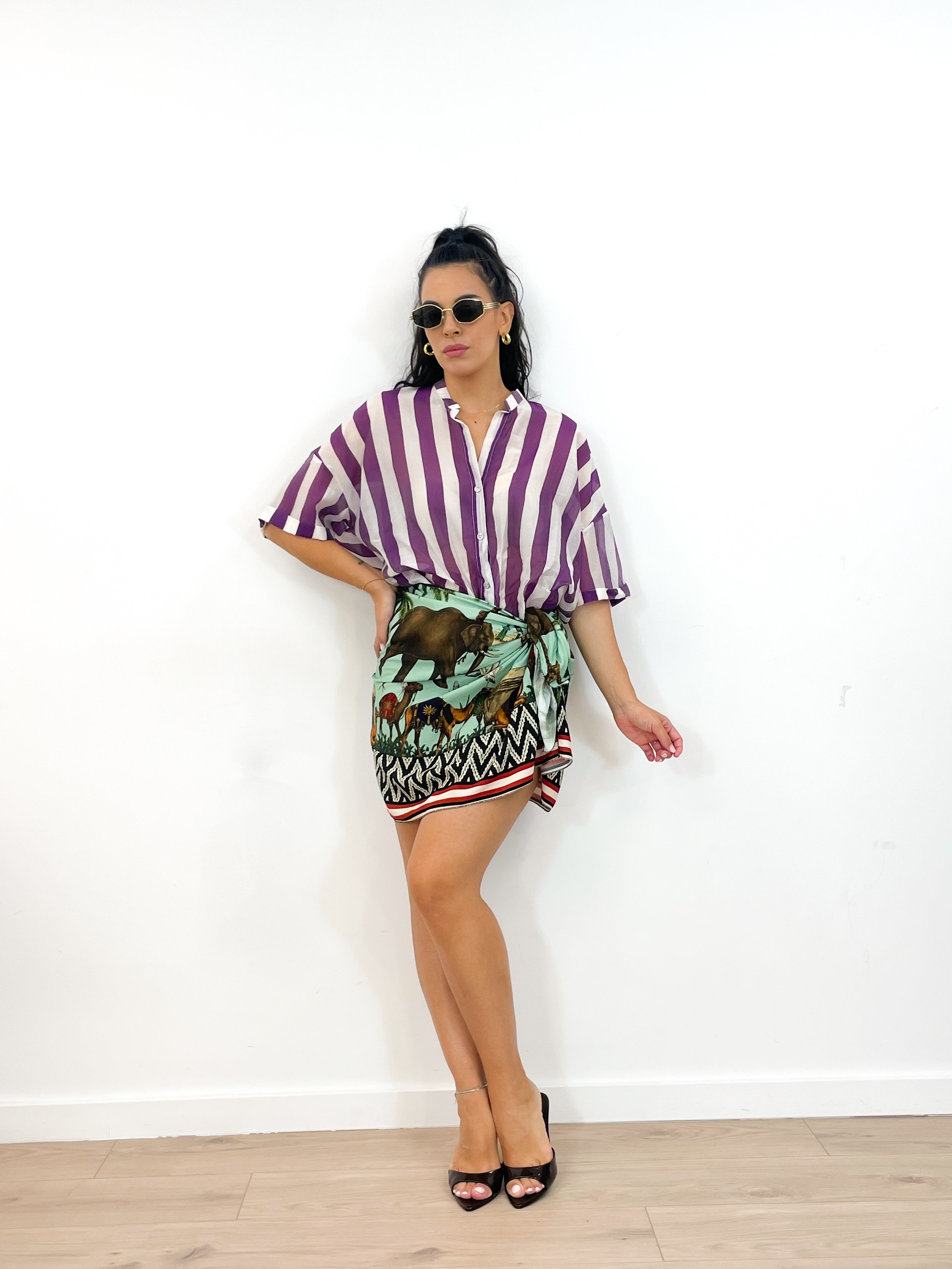 Camicia DOLL viola/bianco