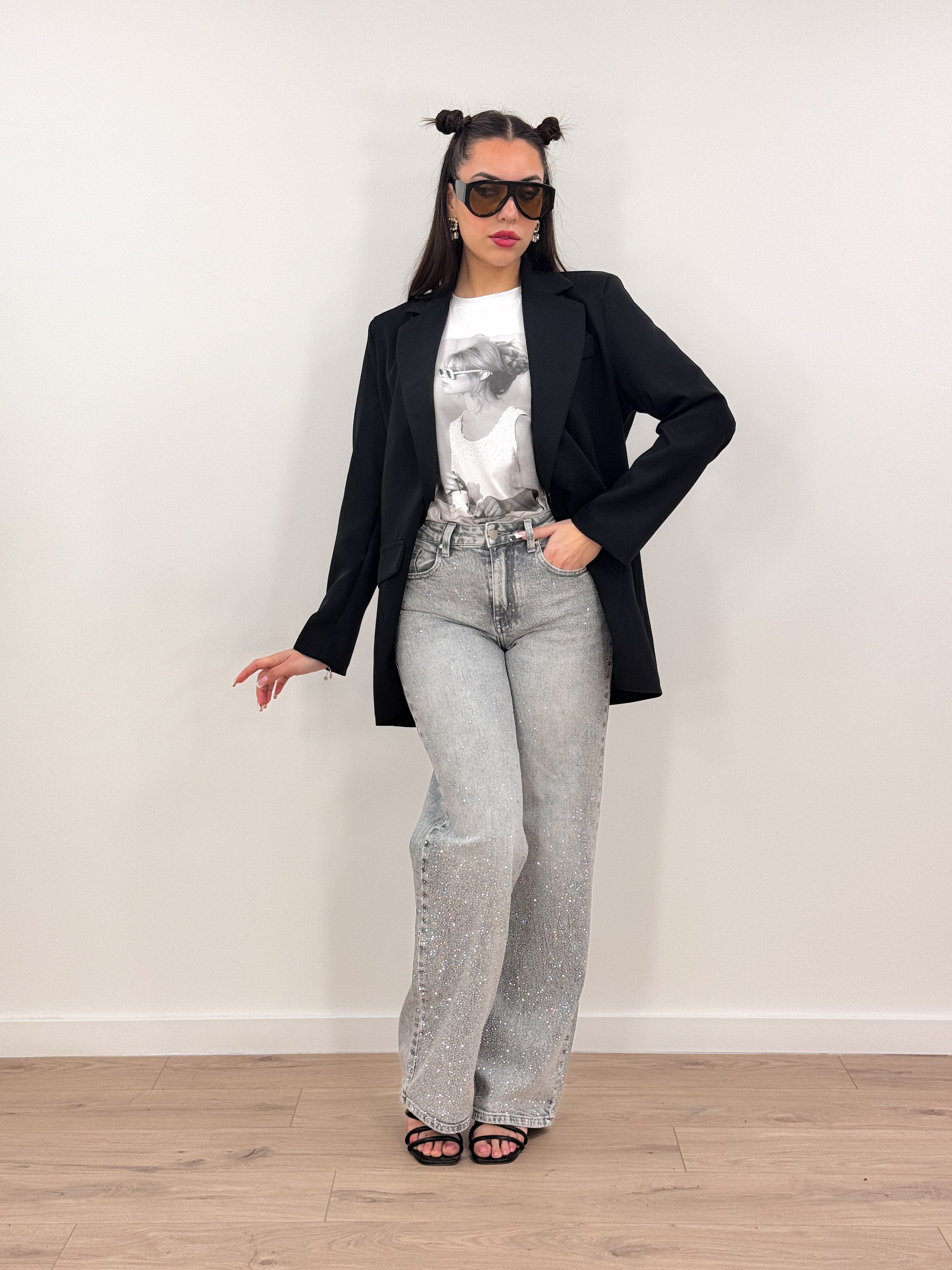 Jeans 1312 Grigio Strass