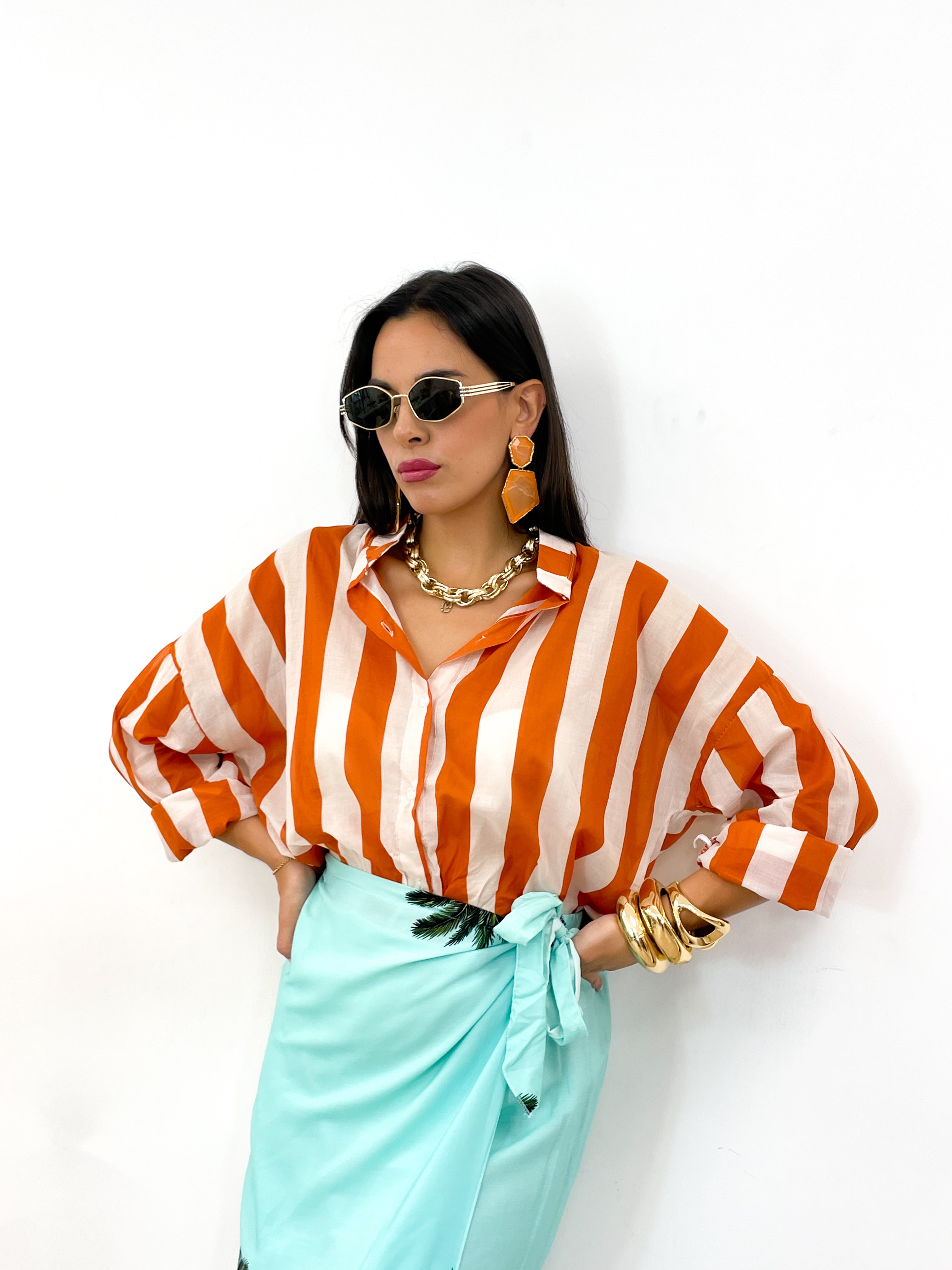 Camicia DOLL arancio/panna