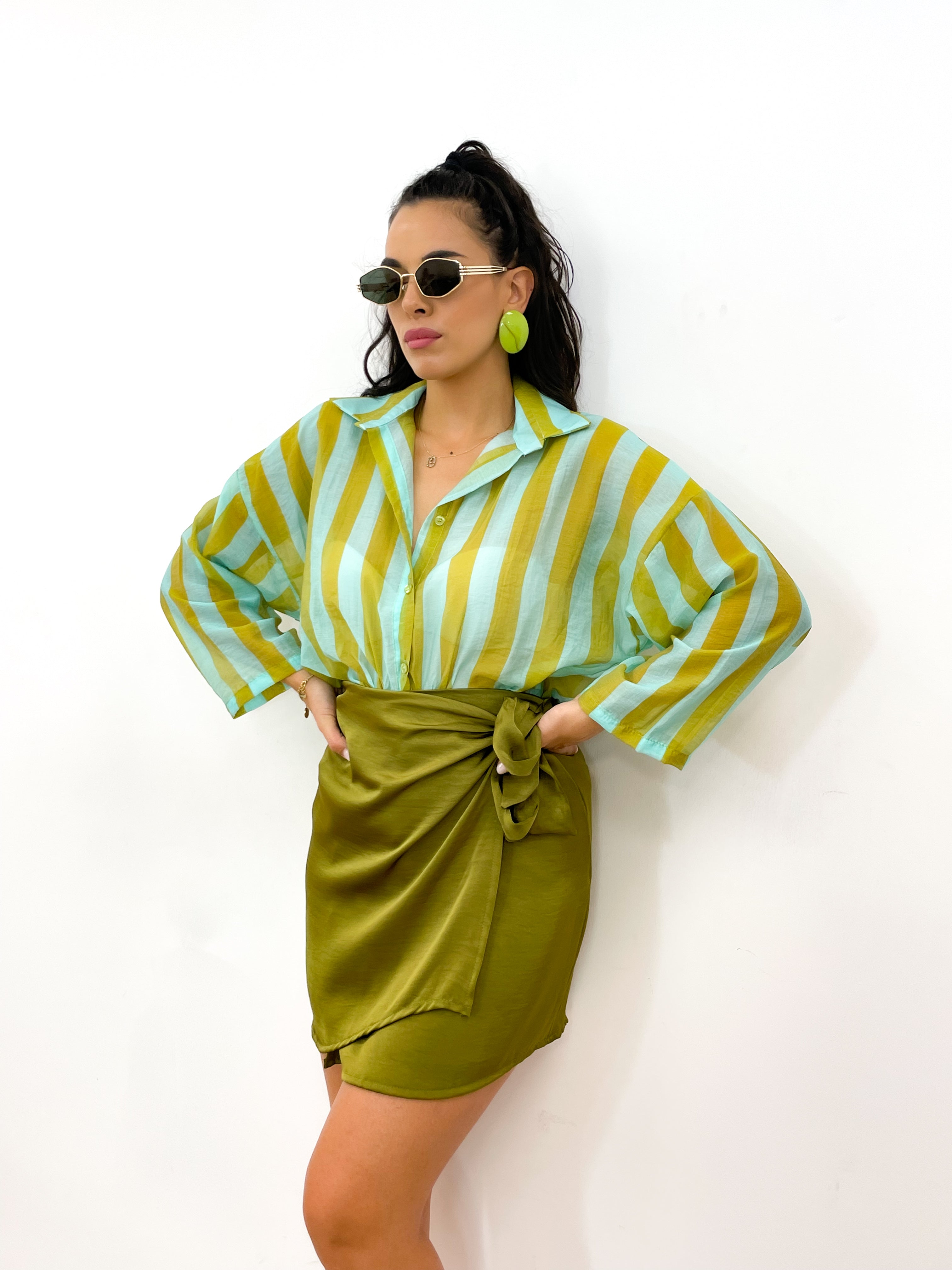 Camicia DOLL verde acido/tiffany