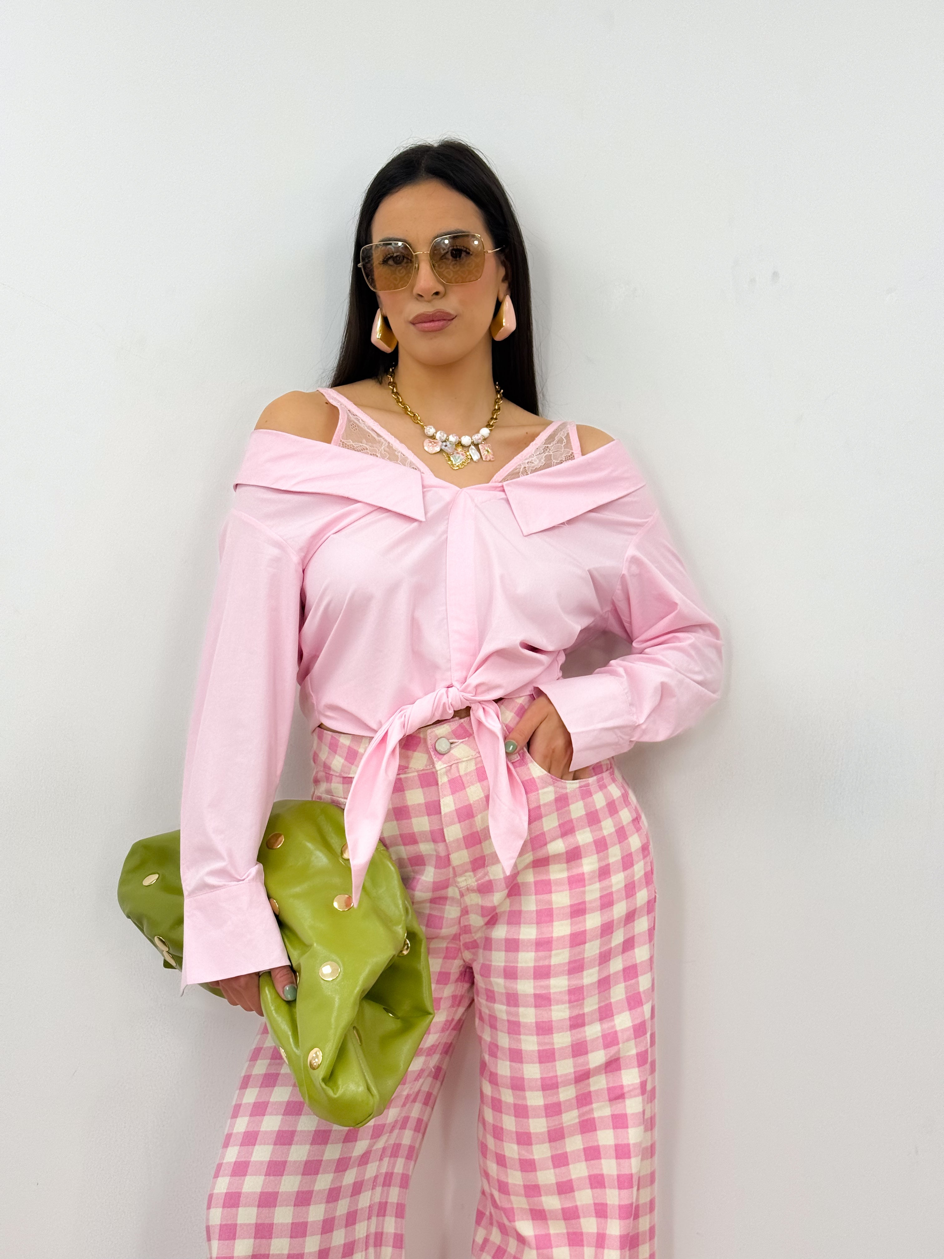 Top camicia VELOUR rosa