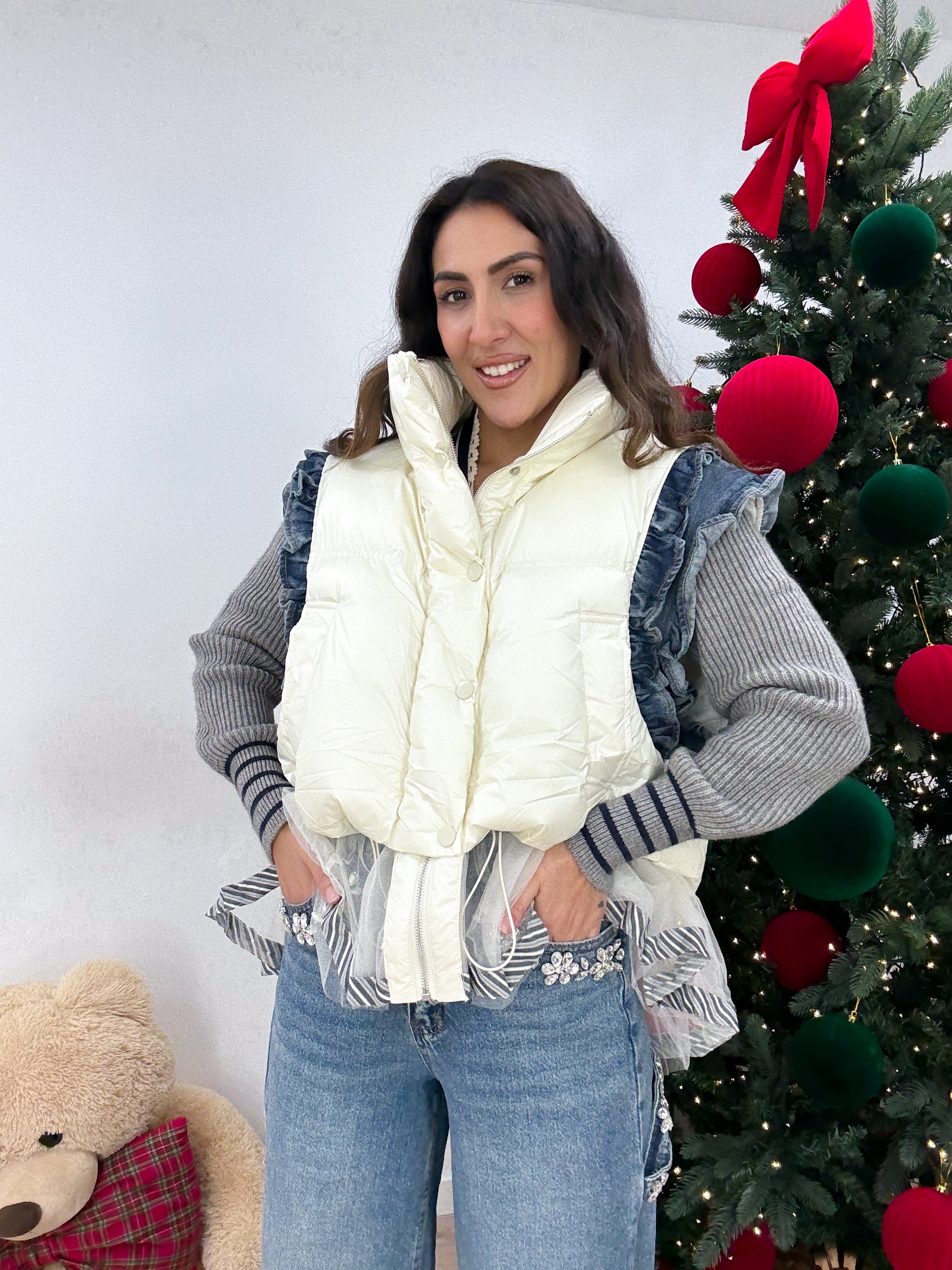 Gilet Beverly Hills panna