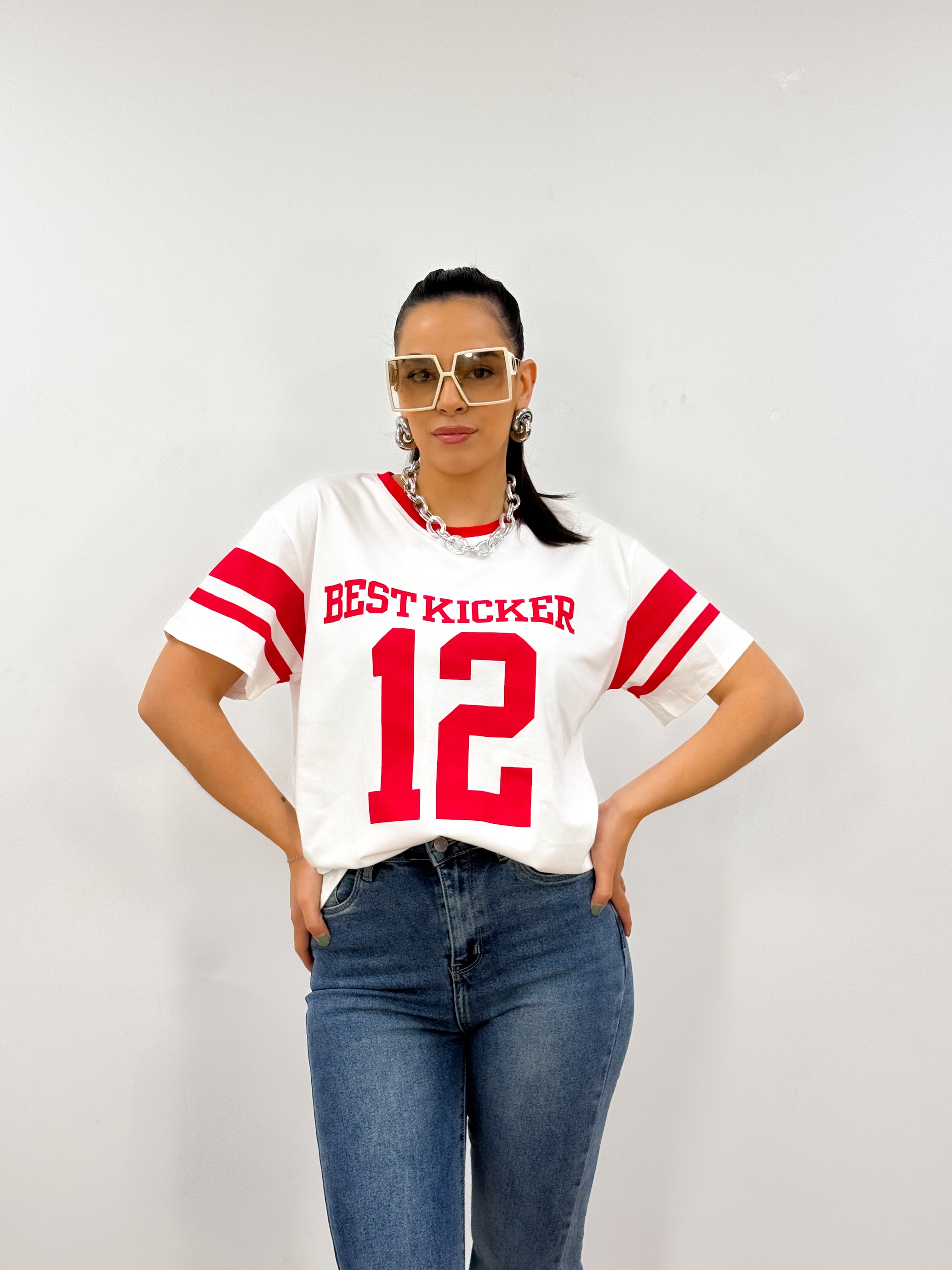 T-shirt KICKER bianco/rosso