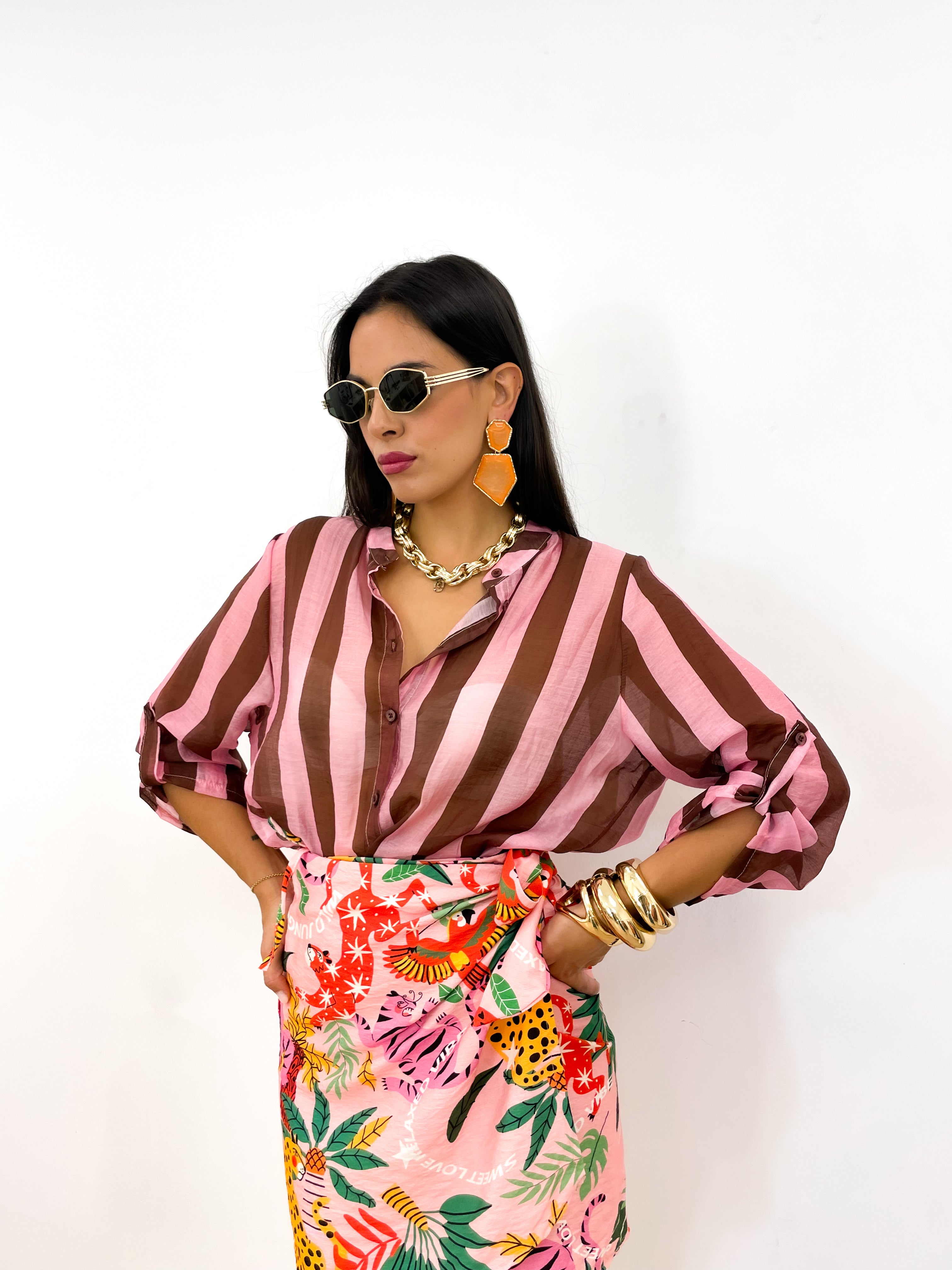 Camicia DOLL rosa/marrone