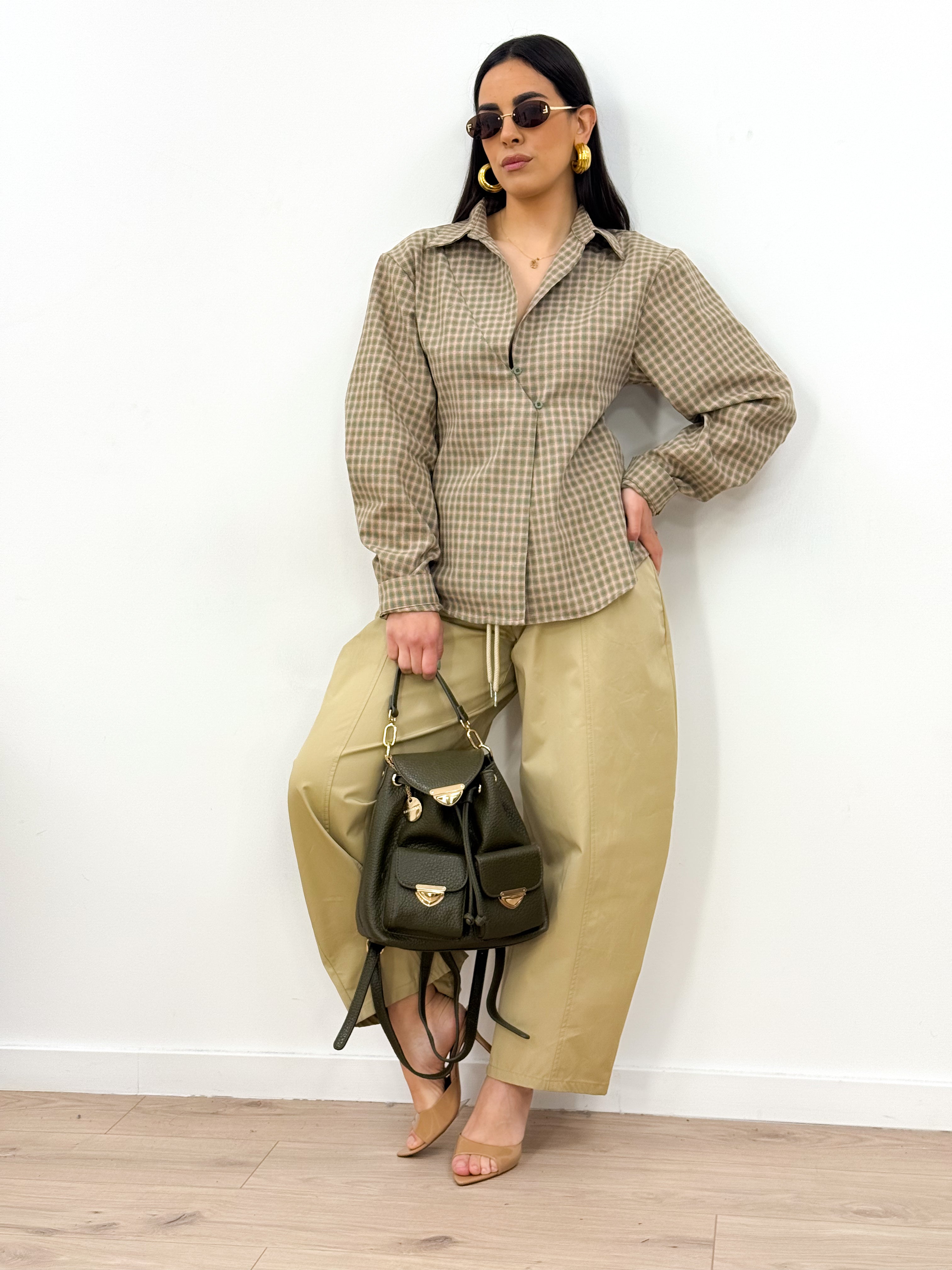 Camicia TARTAN verde/rosa