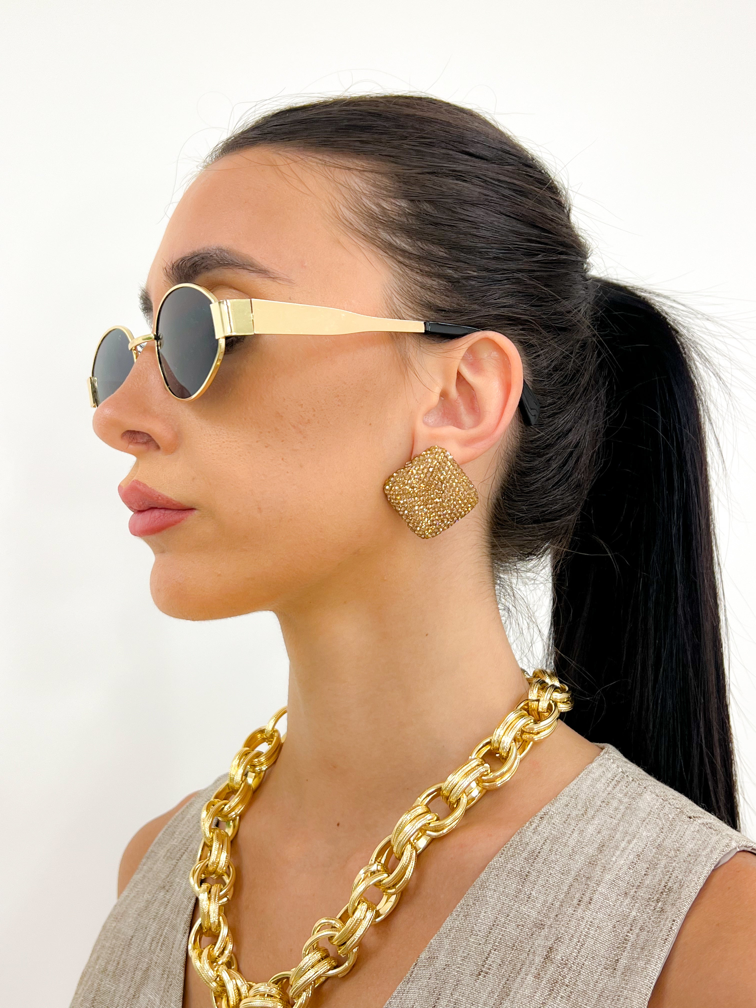 Orecchino bottone BRONZO