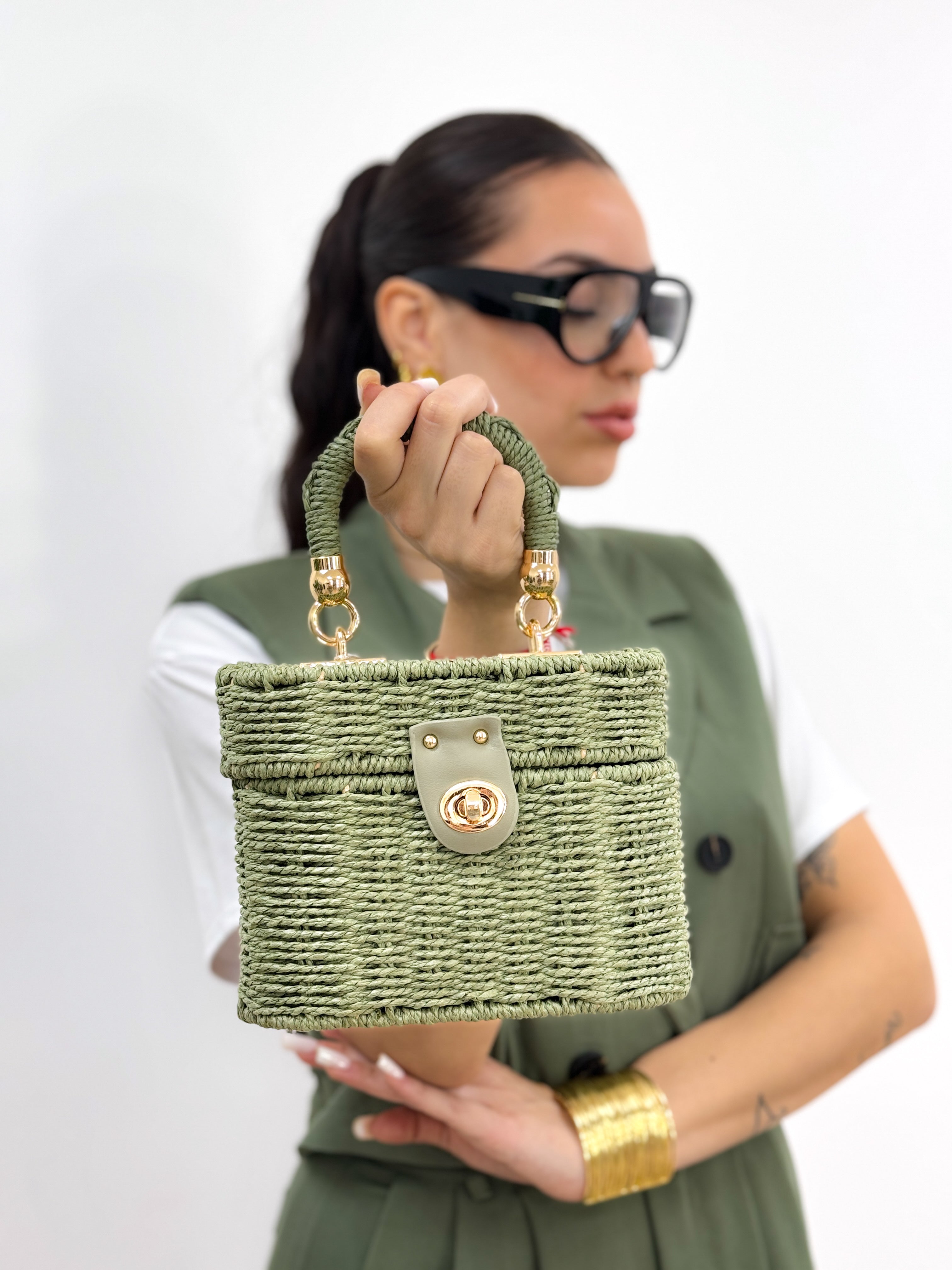 Borsa Rafia VERDE M.