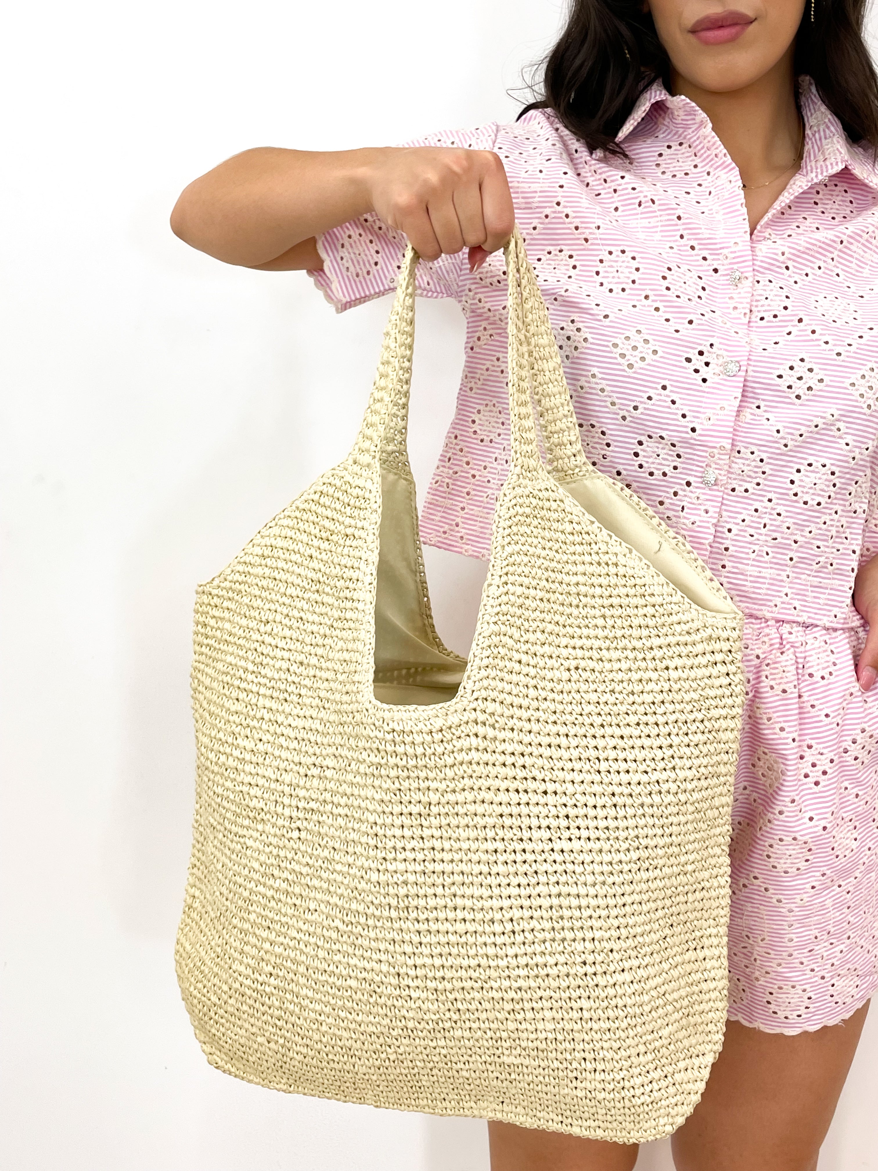 Shopper rafia beige