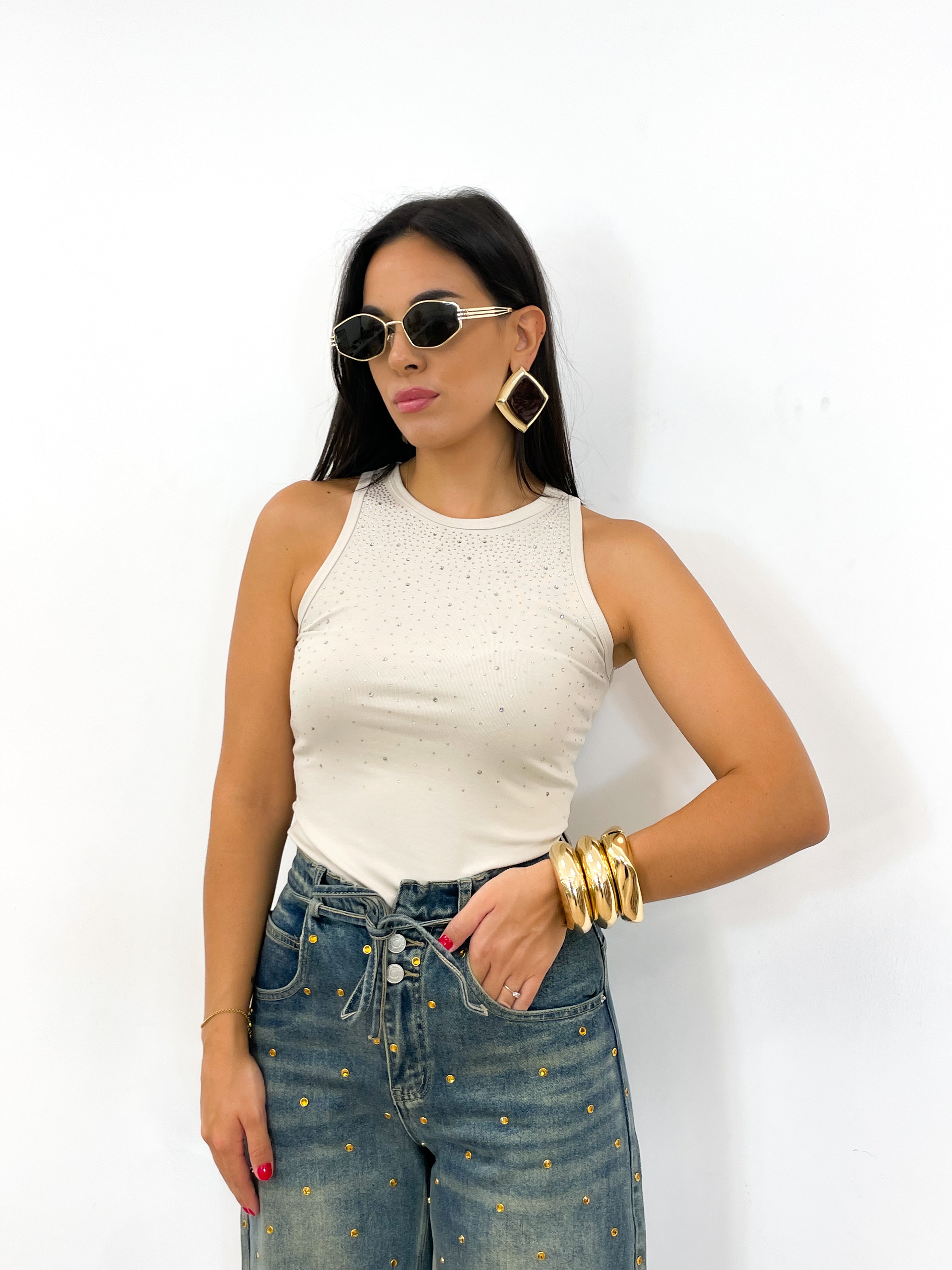 Canotta STRASS panna