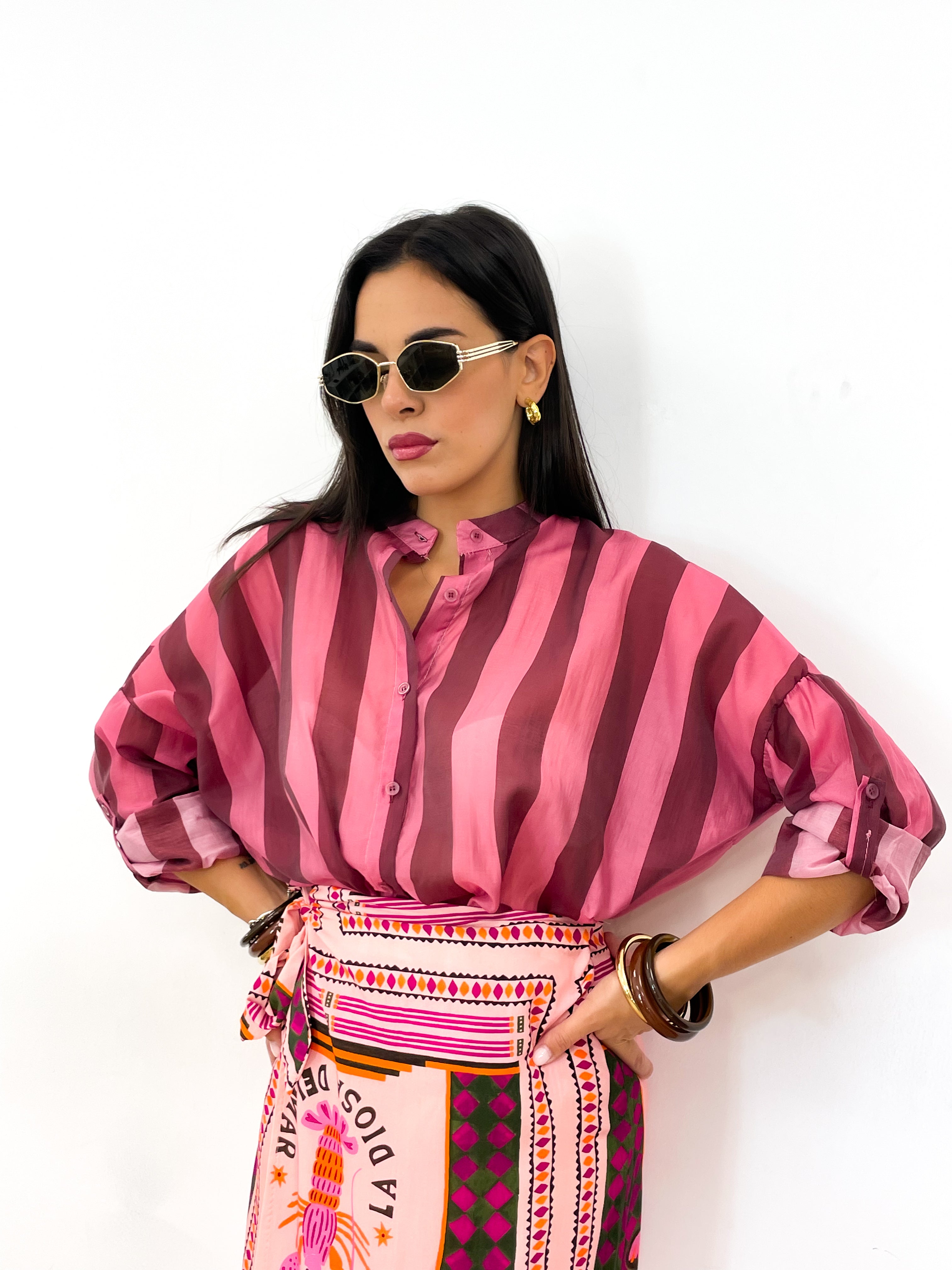 Camicia DOLL rosa malva/marrone