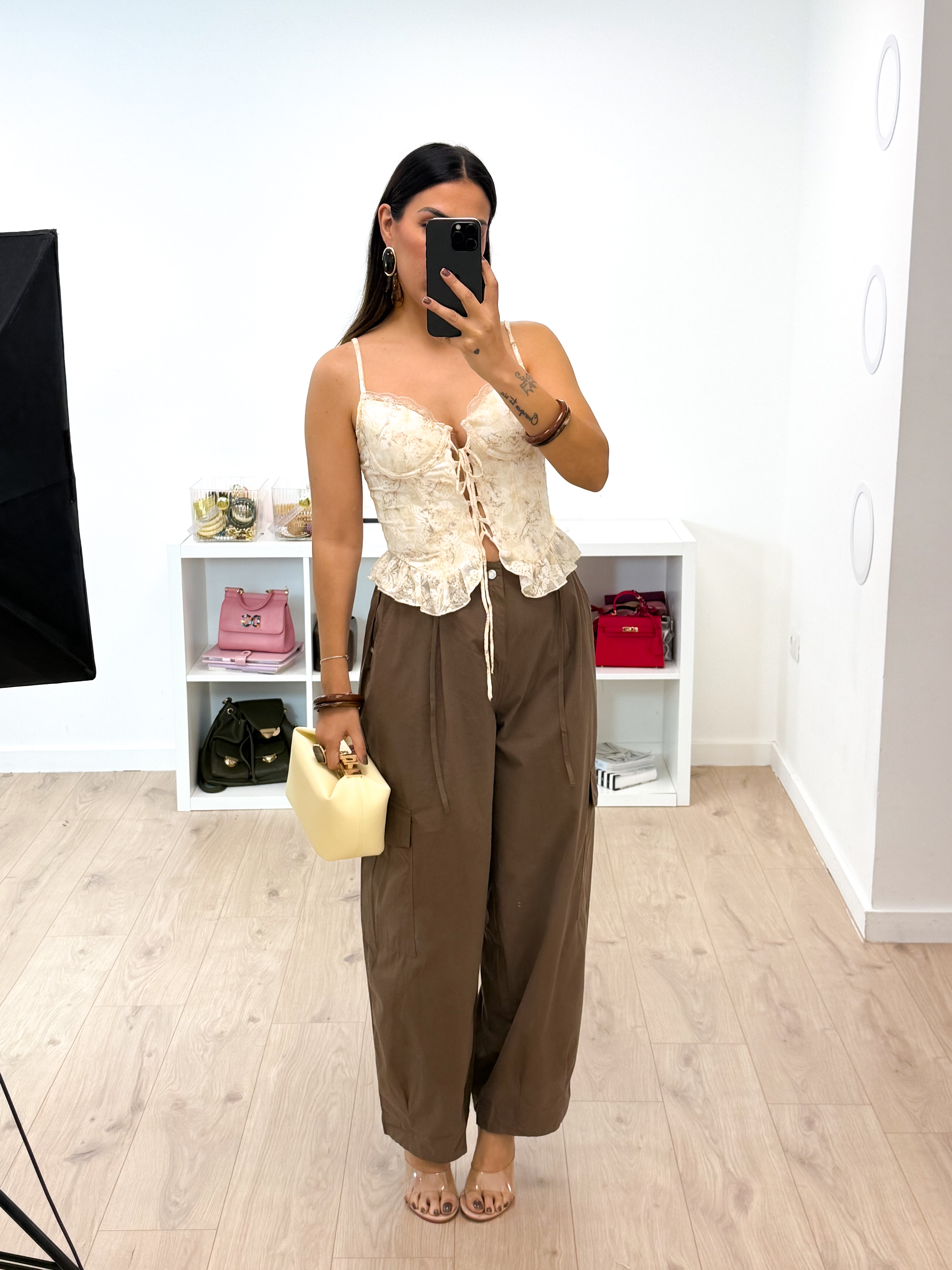 Pantalone cargo caffè