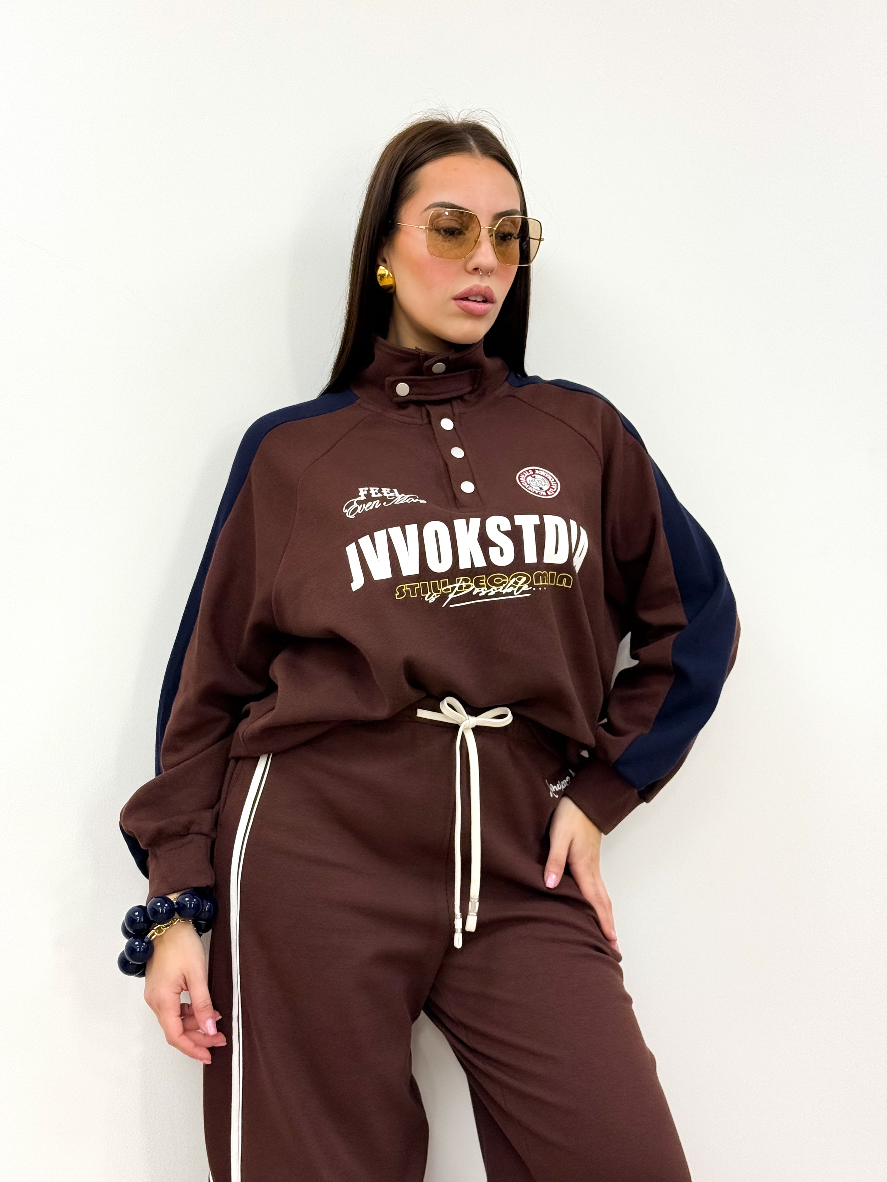 Felpa College Marrone