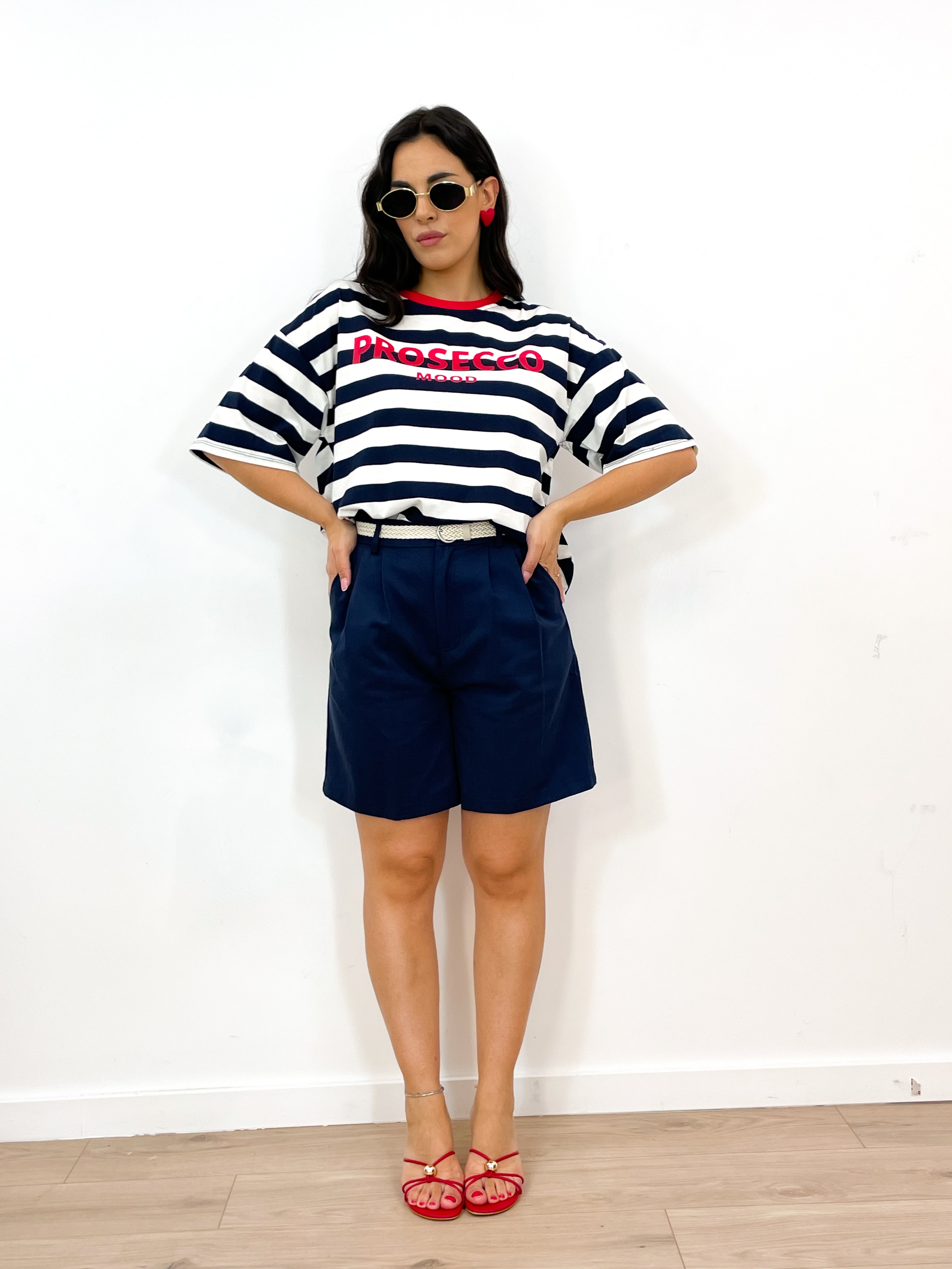 T-shirt PROSECCO blu/rossa