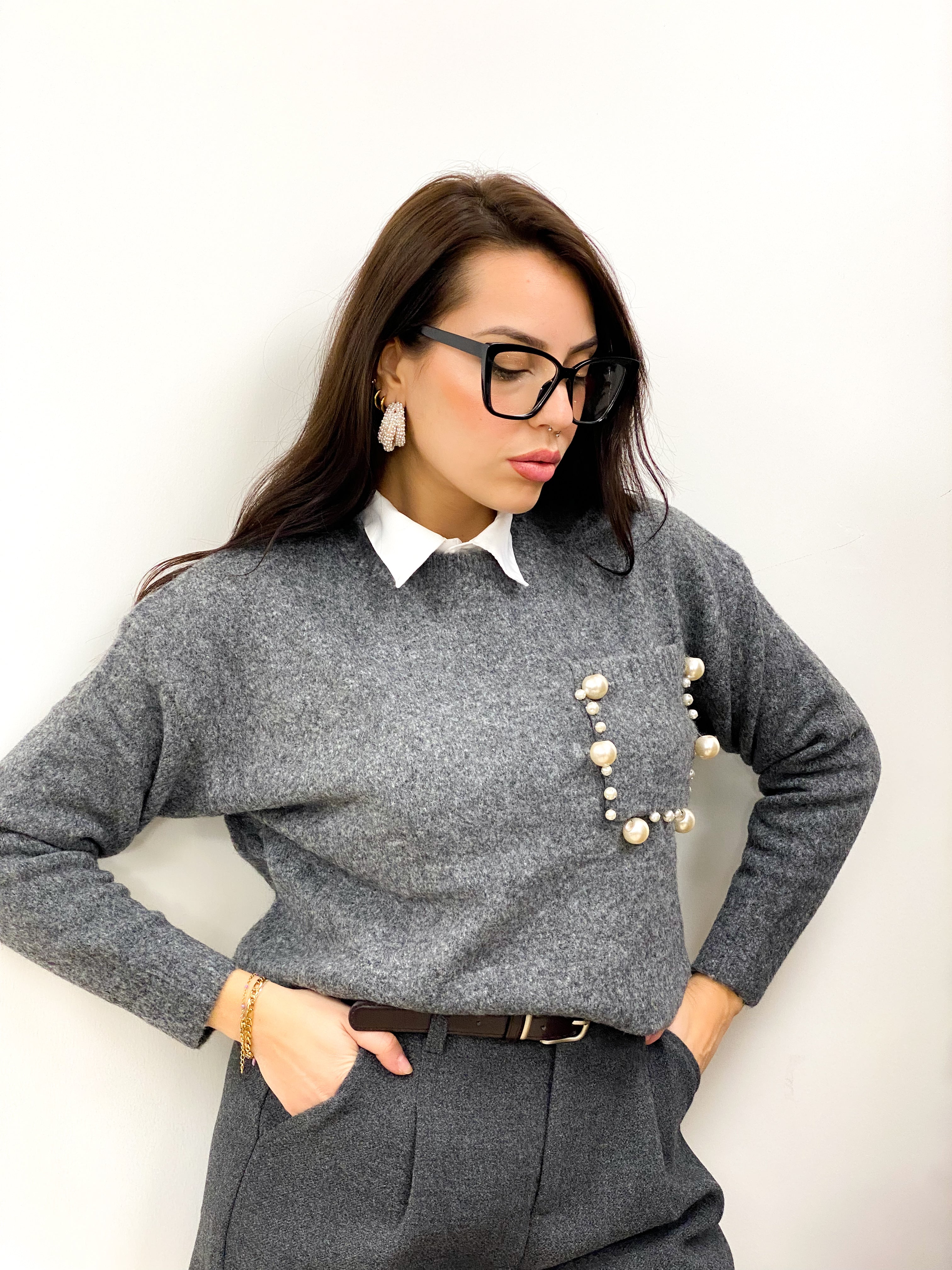 Maglione Wool Grigio Scuro