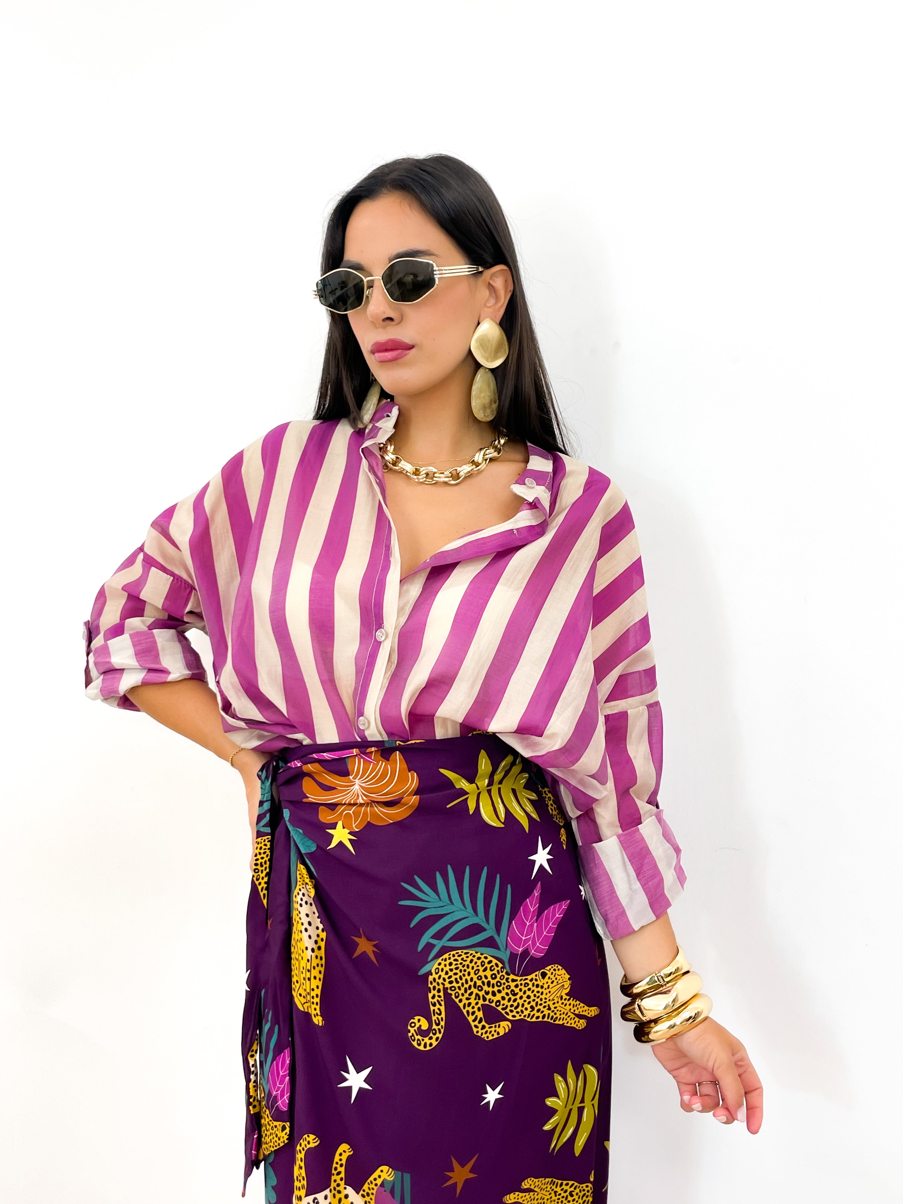 Camicia DOLL magenta/panna