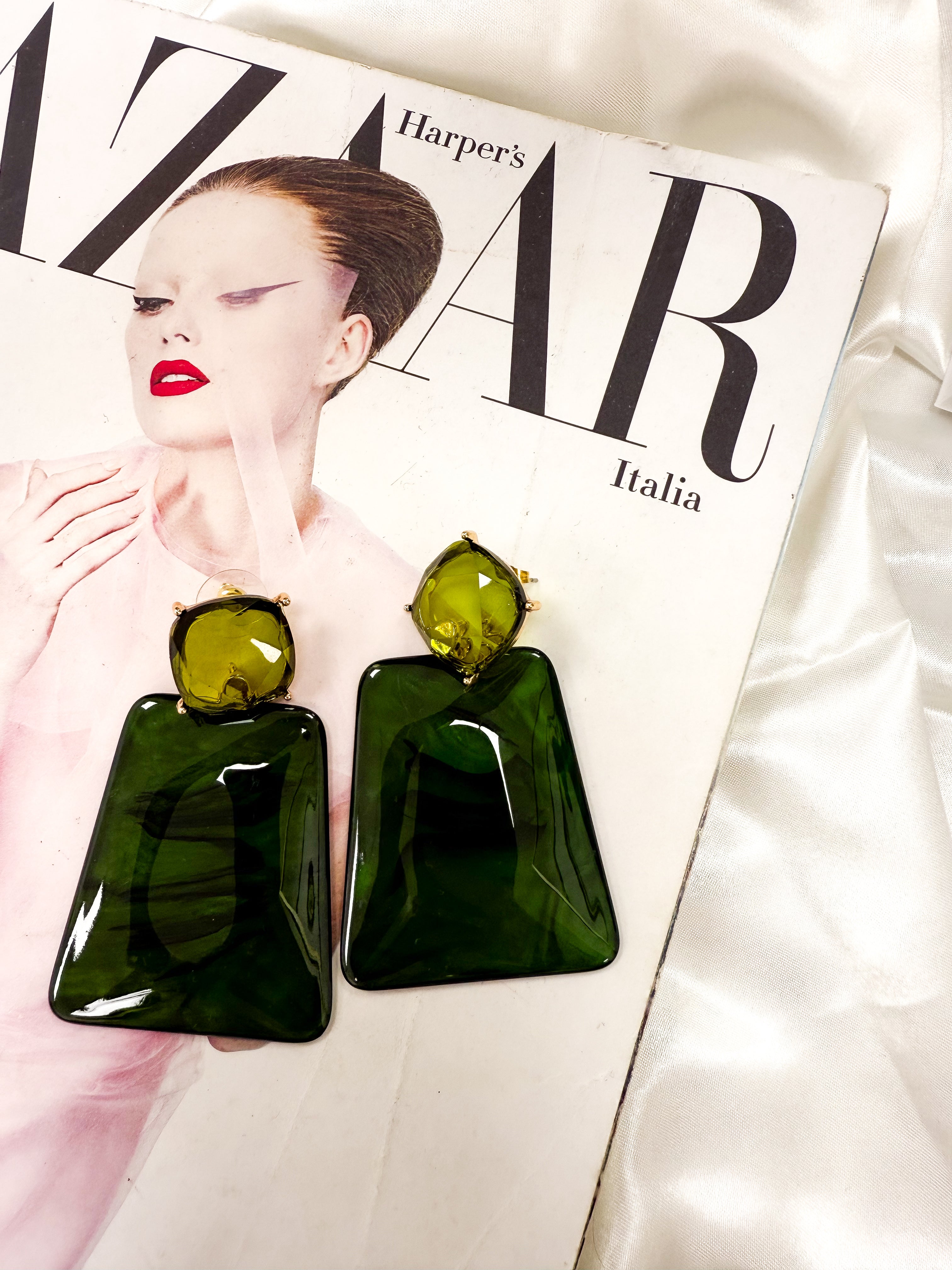 Orecchini Pendenti Pietra Verde