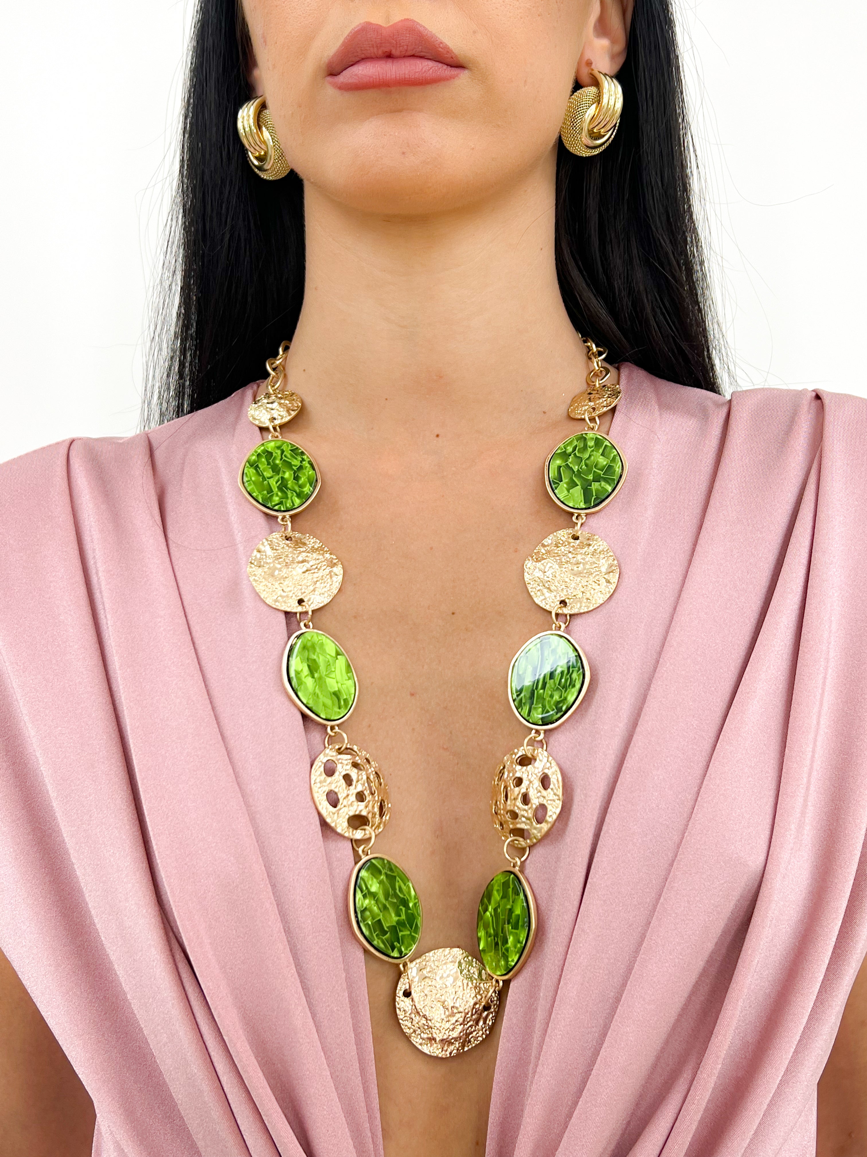 Collana lunga placca VERDE