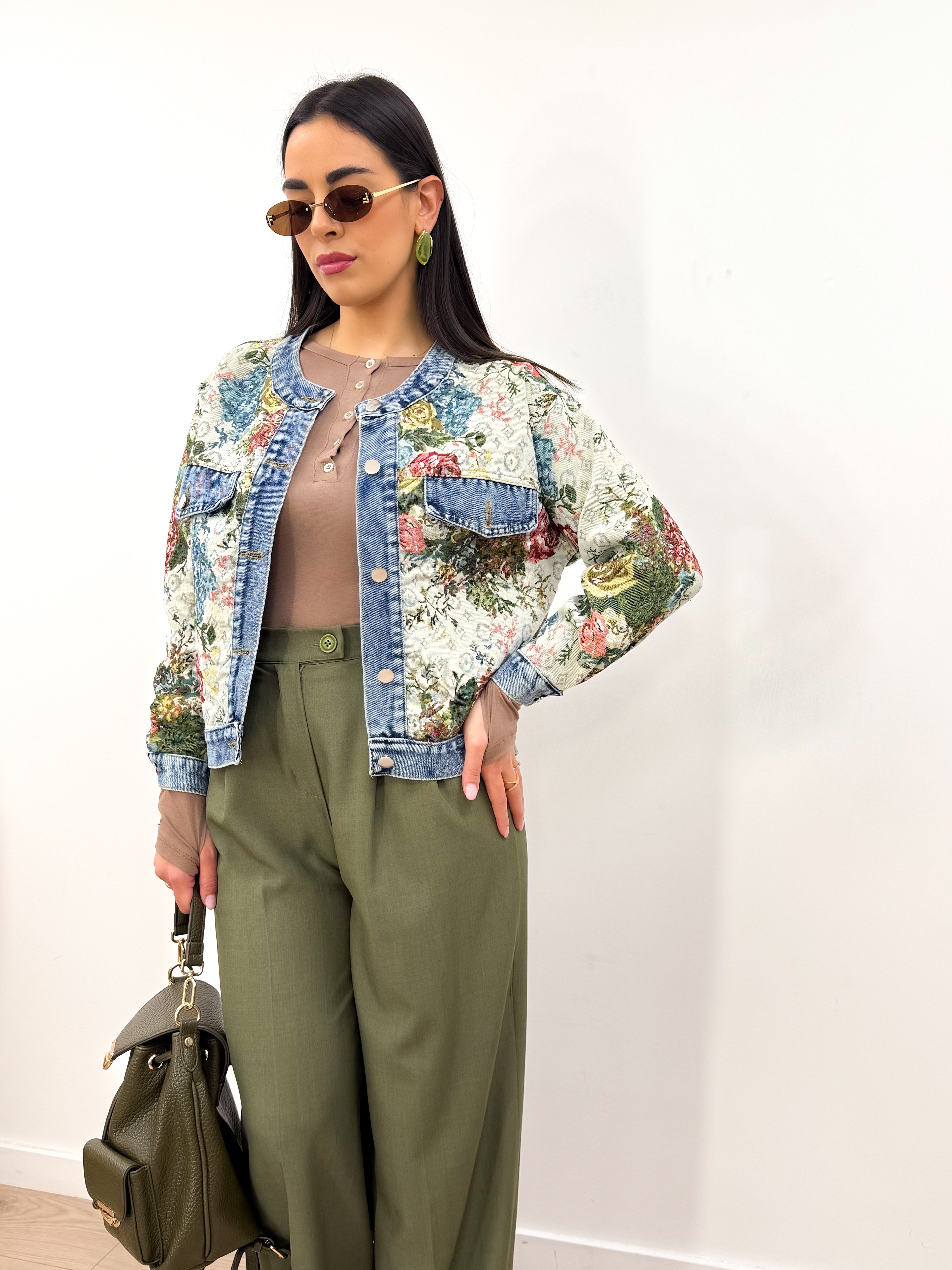 Giubbino  Denim Flowers Coreana