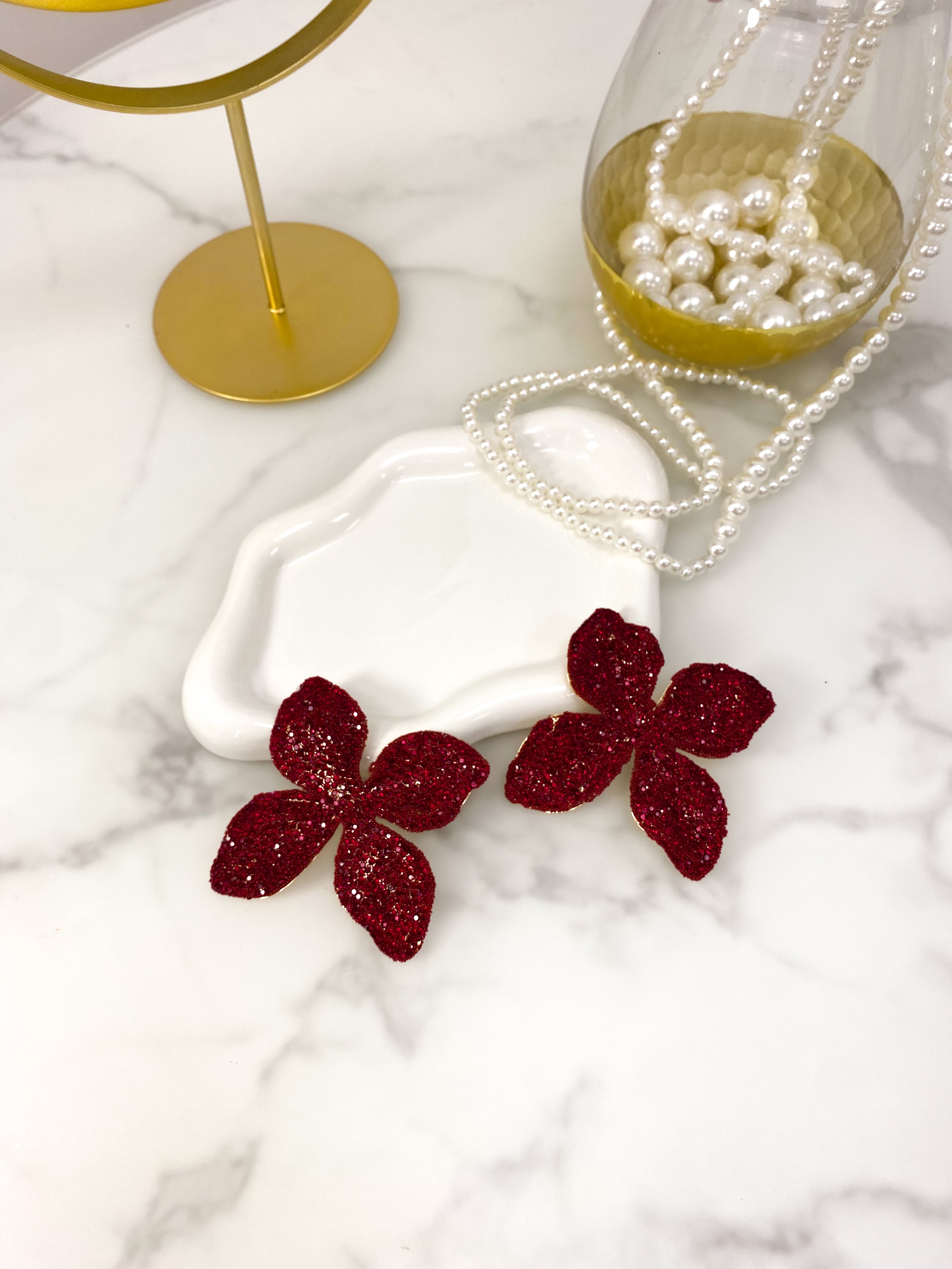 Orecchino Flower Bordeaux