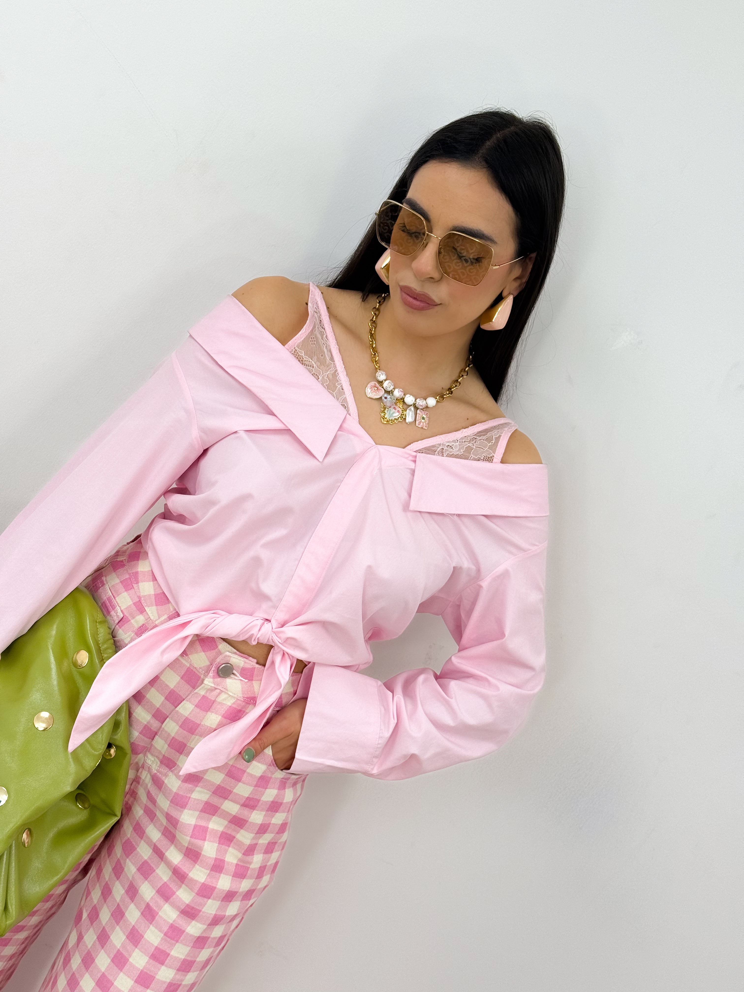 Top camicia VELOUR rosa