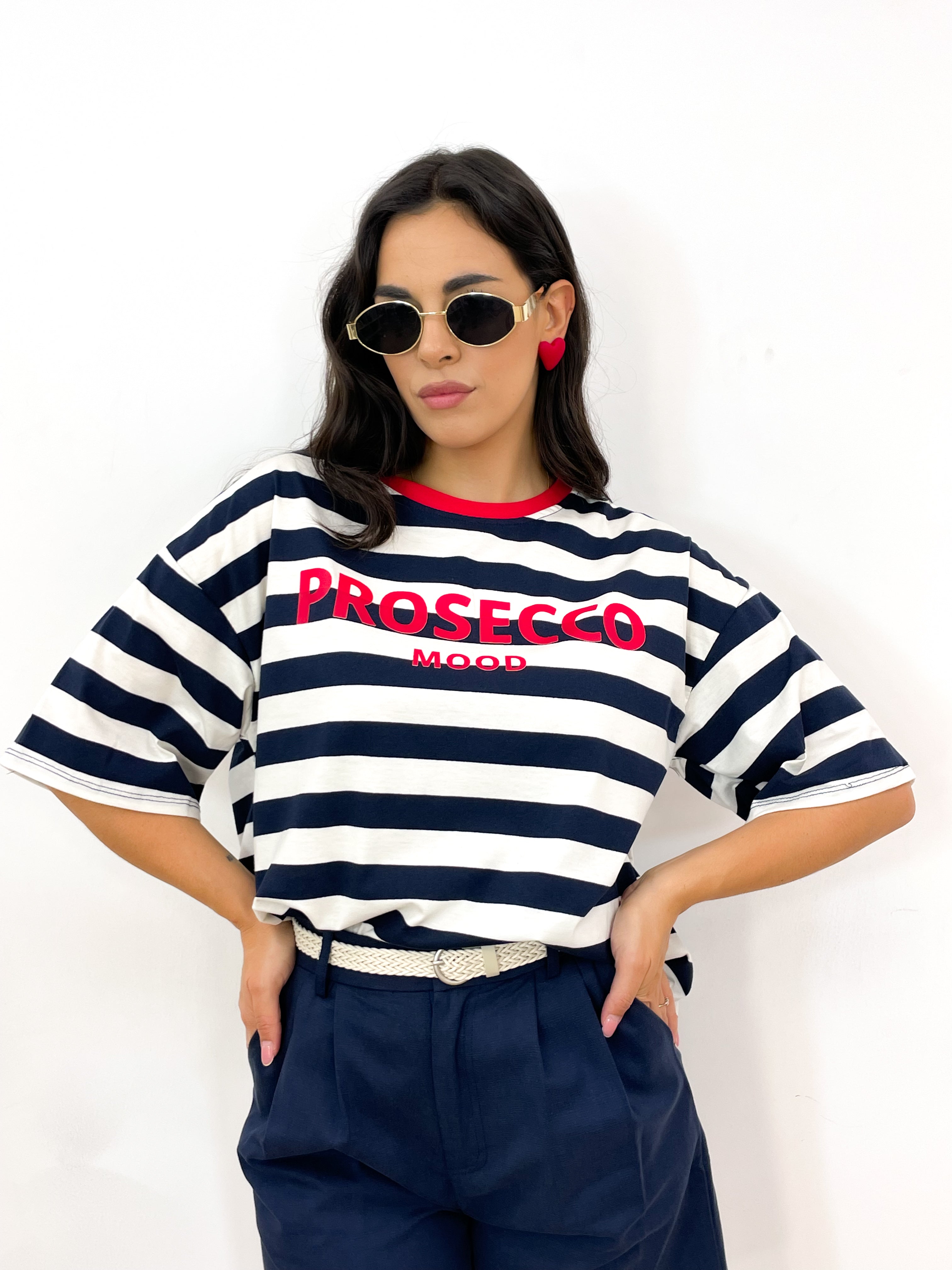 T-shirt PROSECCO blu/rossa