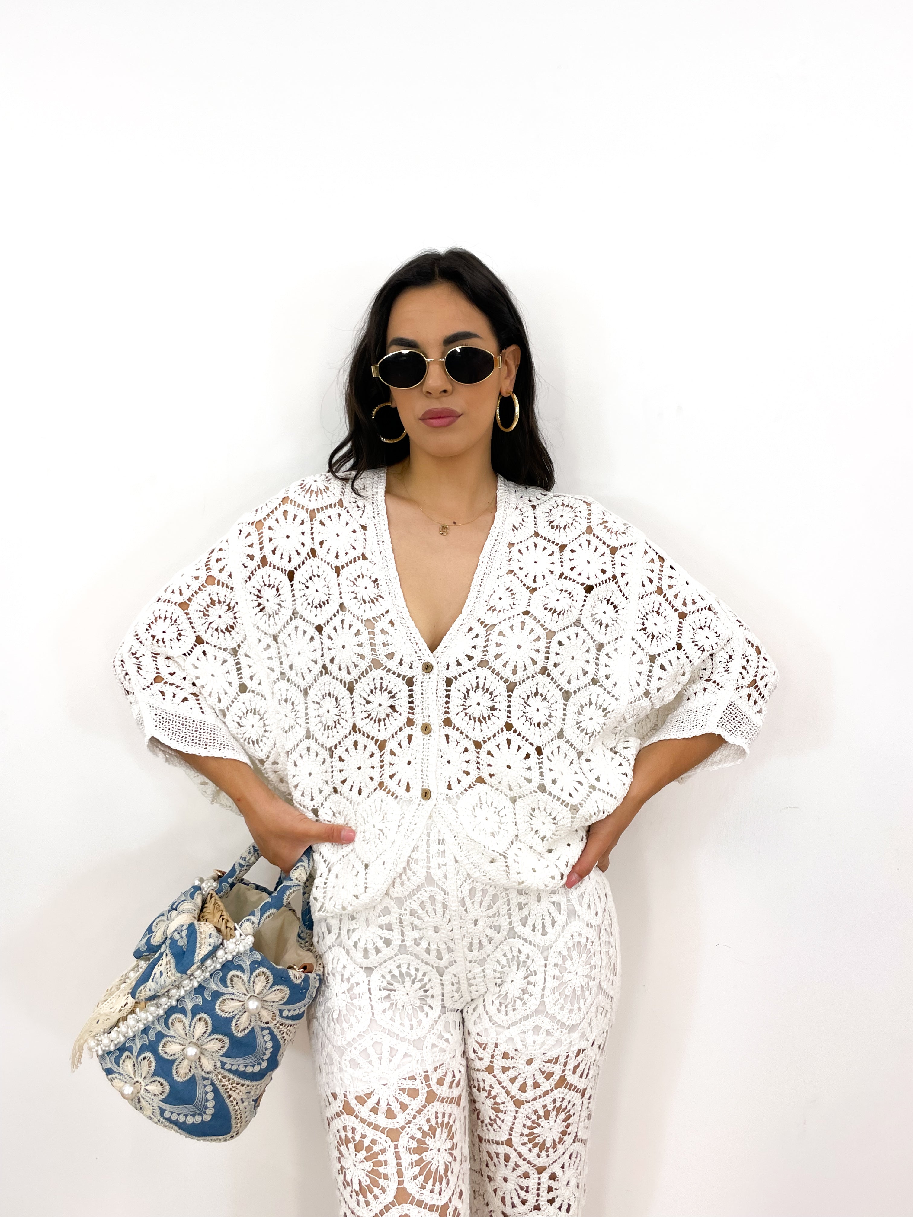 Cardigan CROCHET bianco