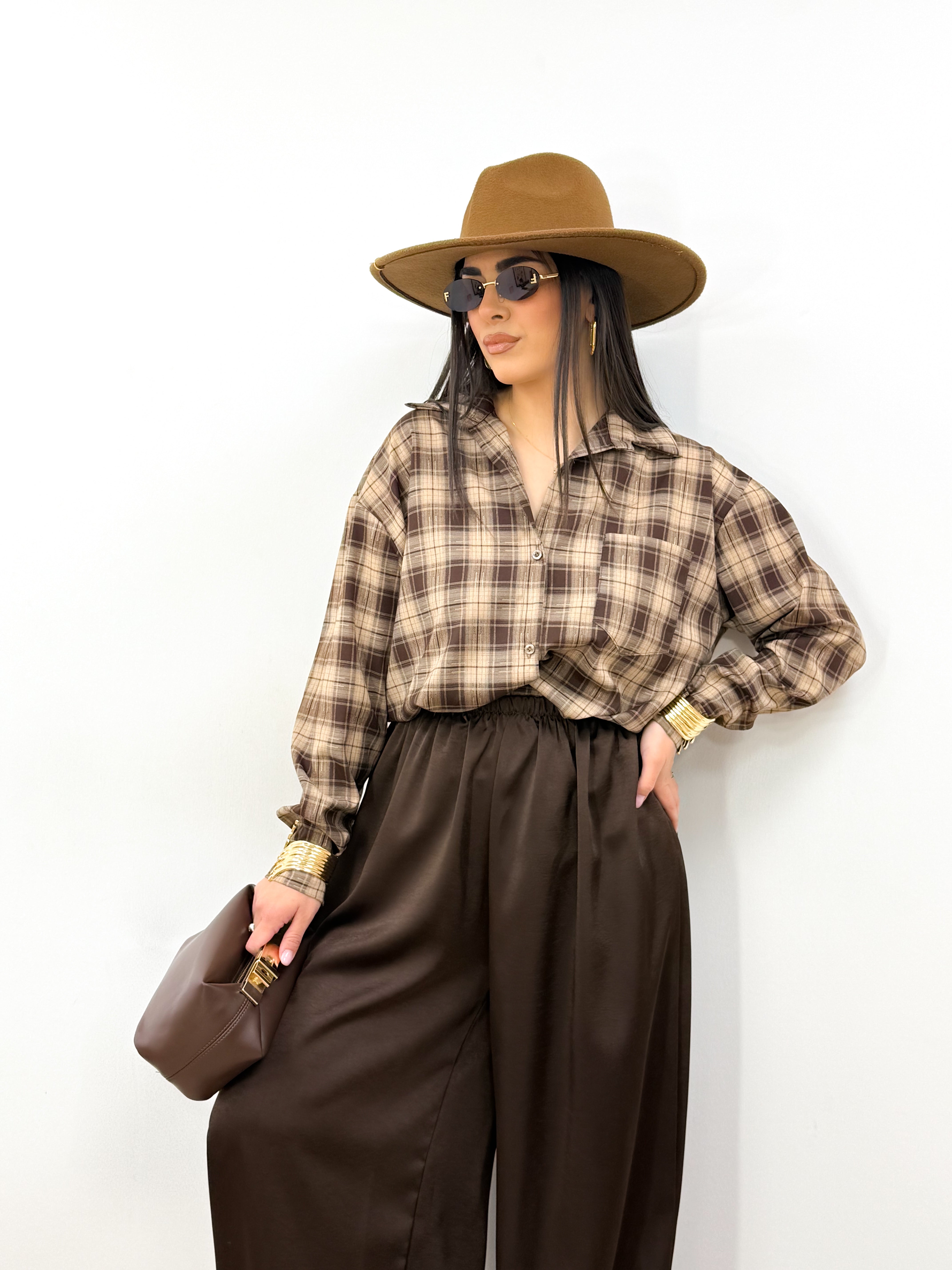 Camicia quadri caramello