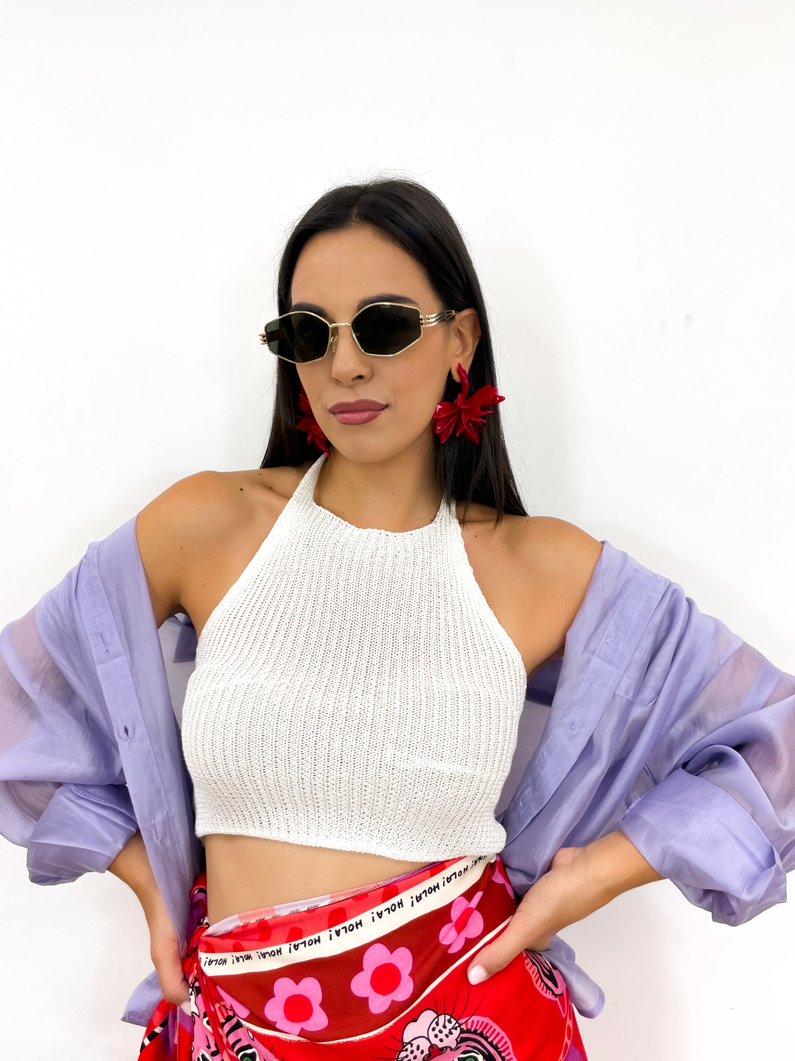 Top LUREX bianco