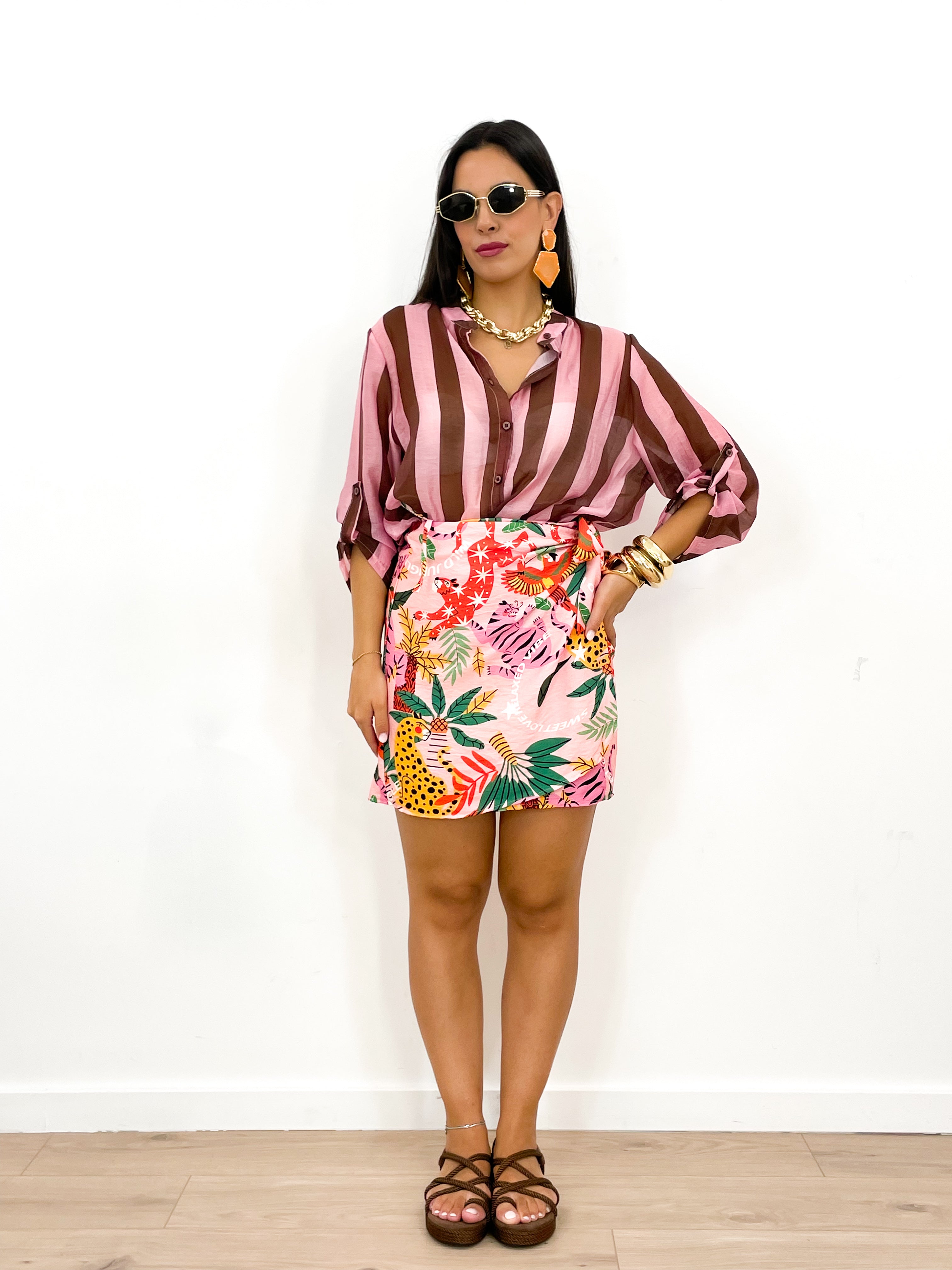 Camicia DOLL rosa/marrone