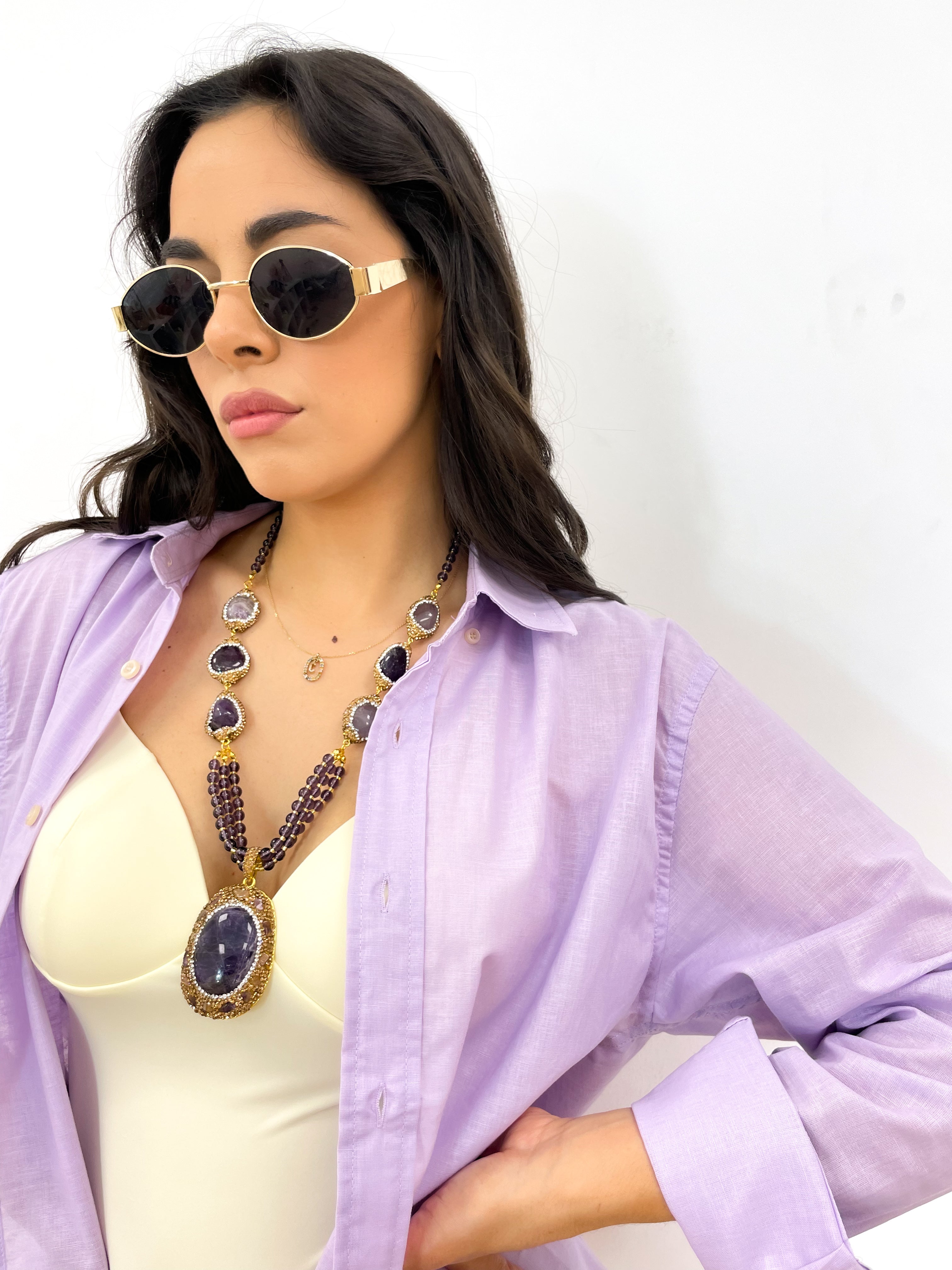 Collana bisazio viola