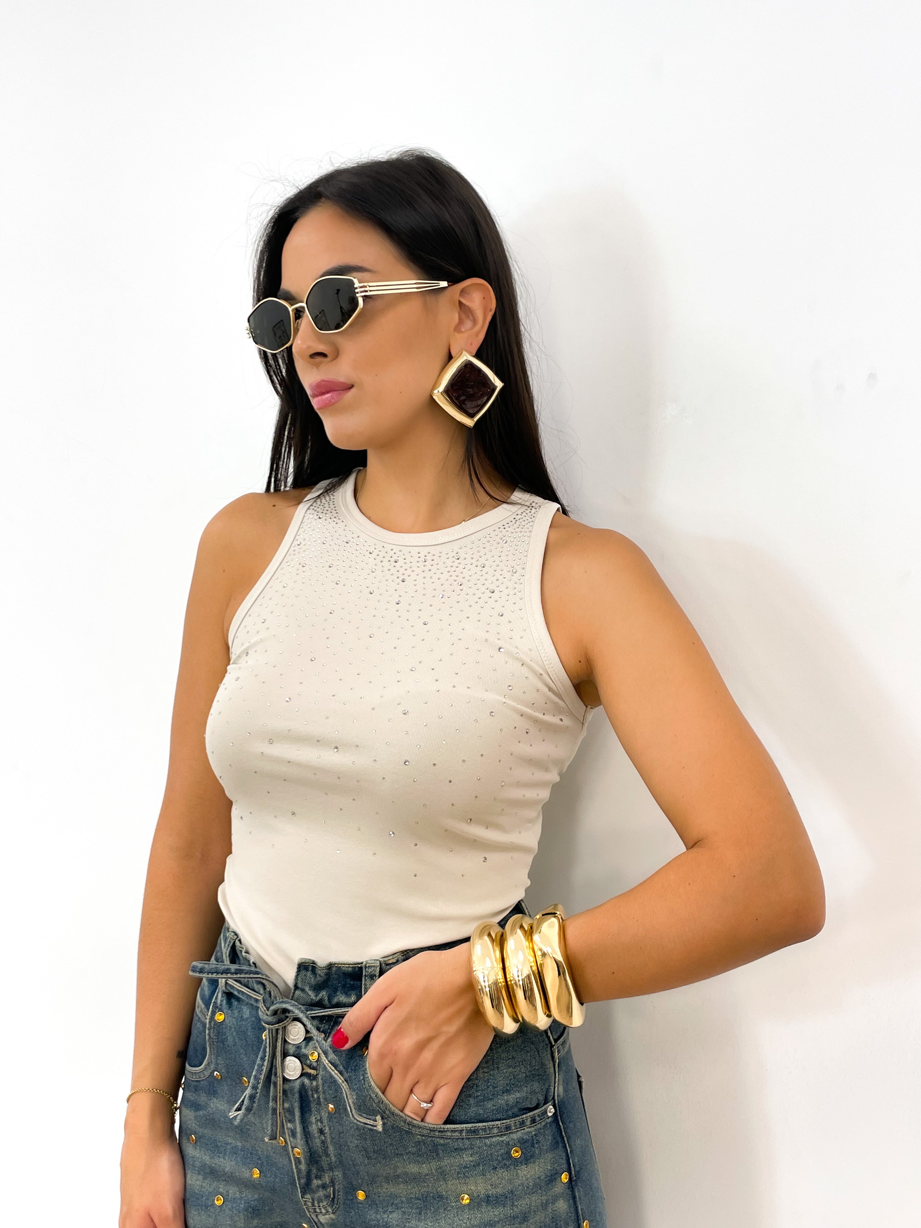 Canotta STRASS panna