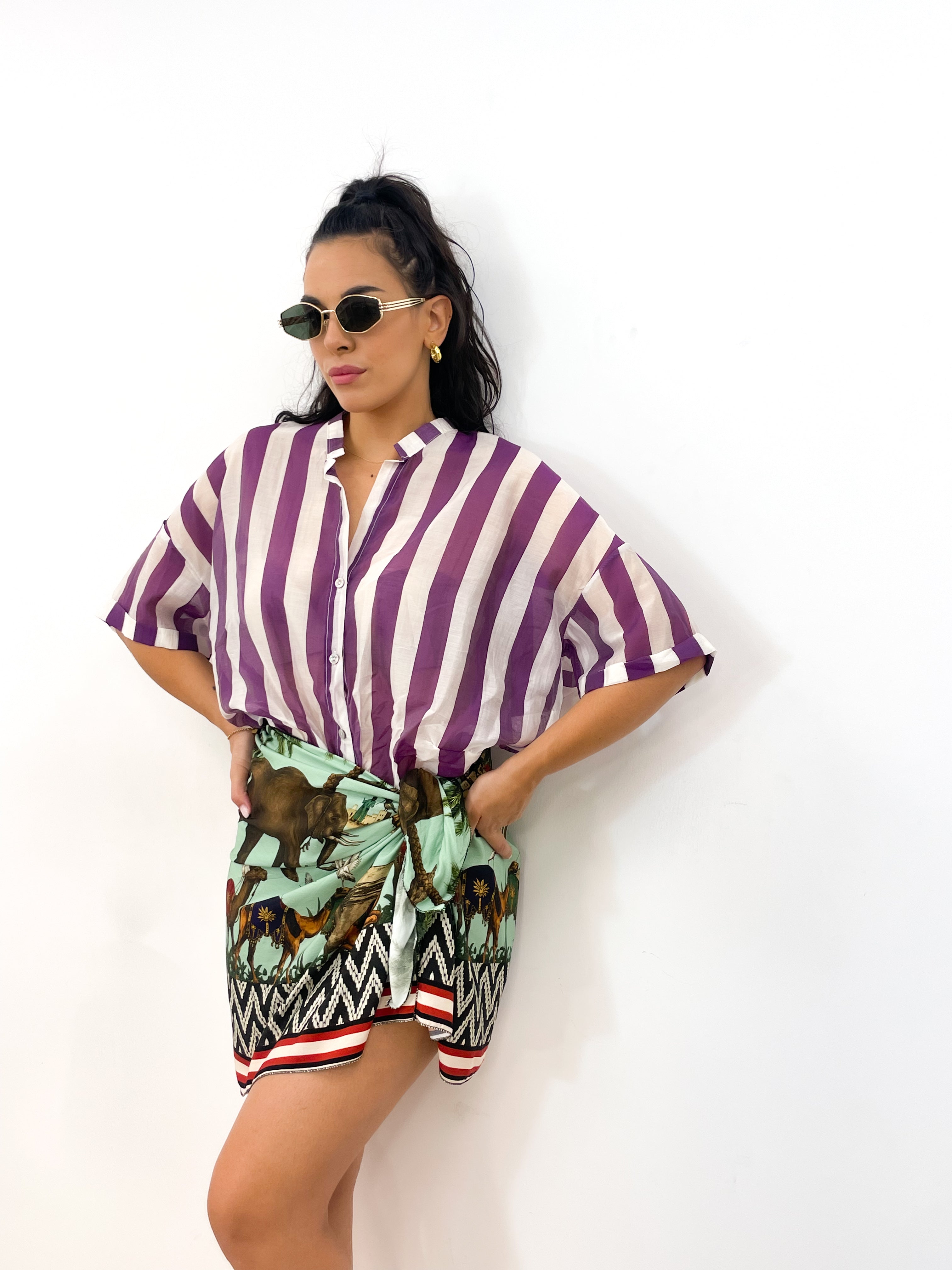 Camicia DOLL viola/bianco