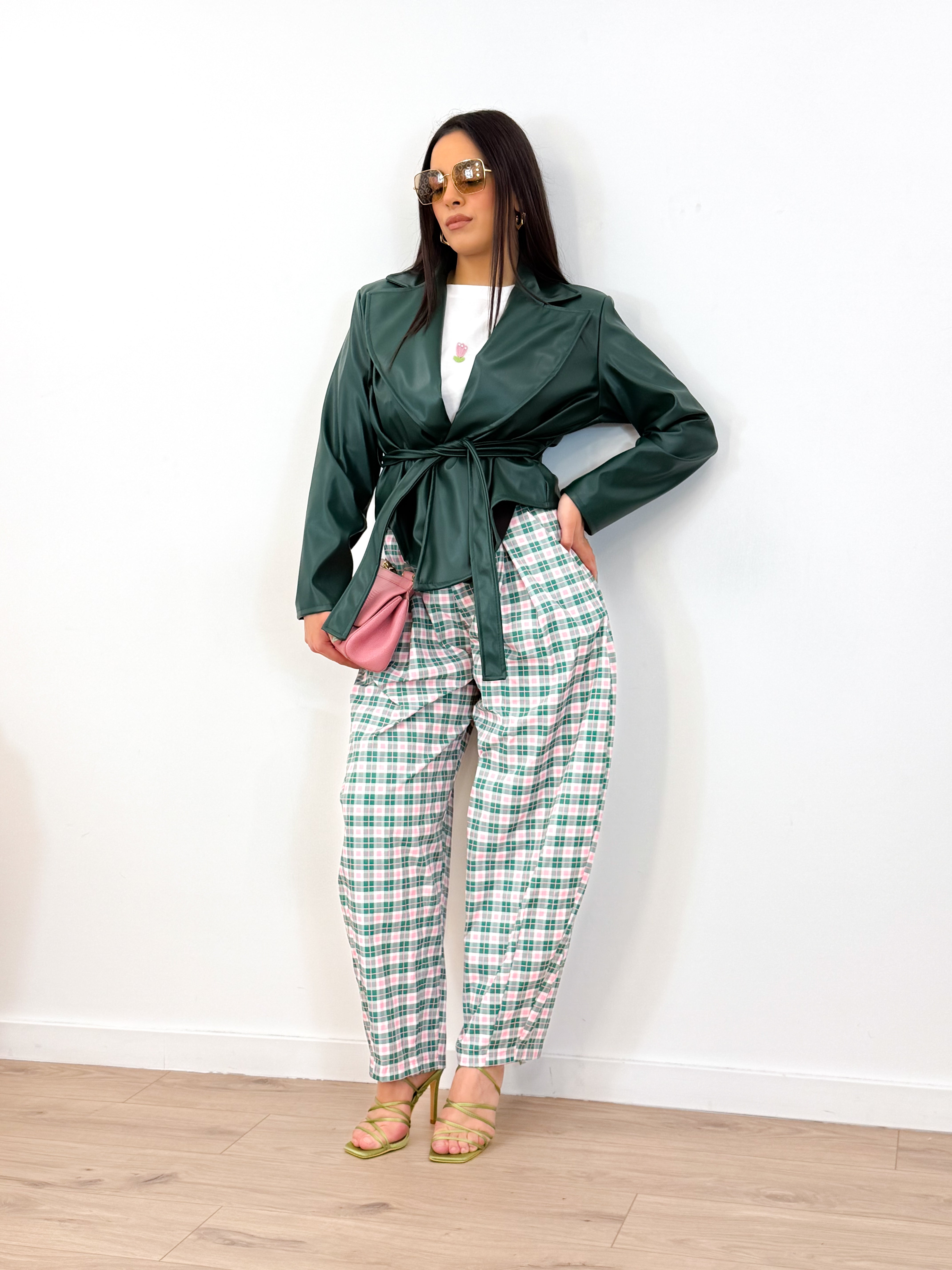 Pantalone ROYAL verde/rosa