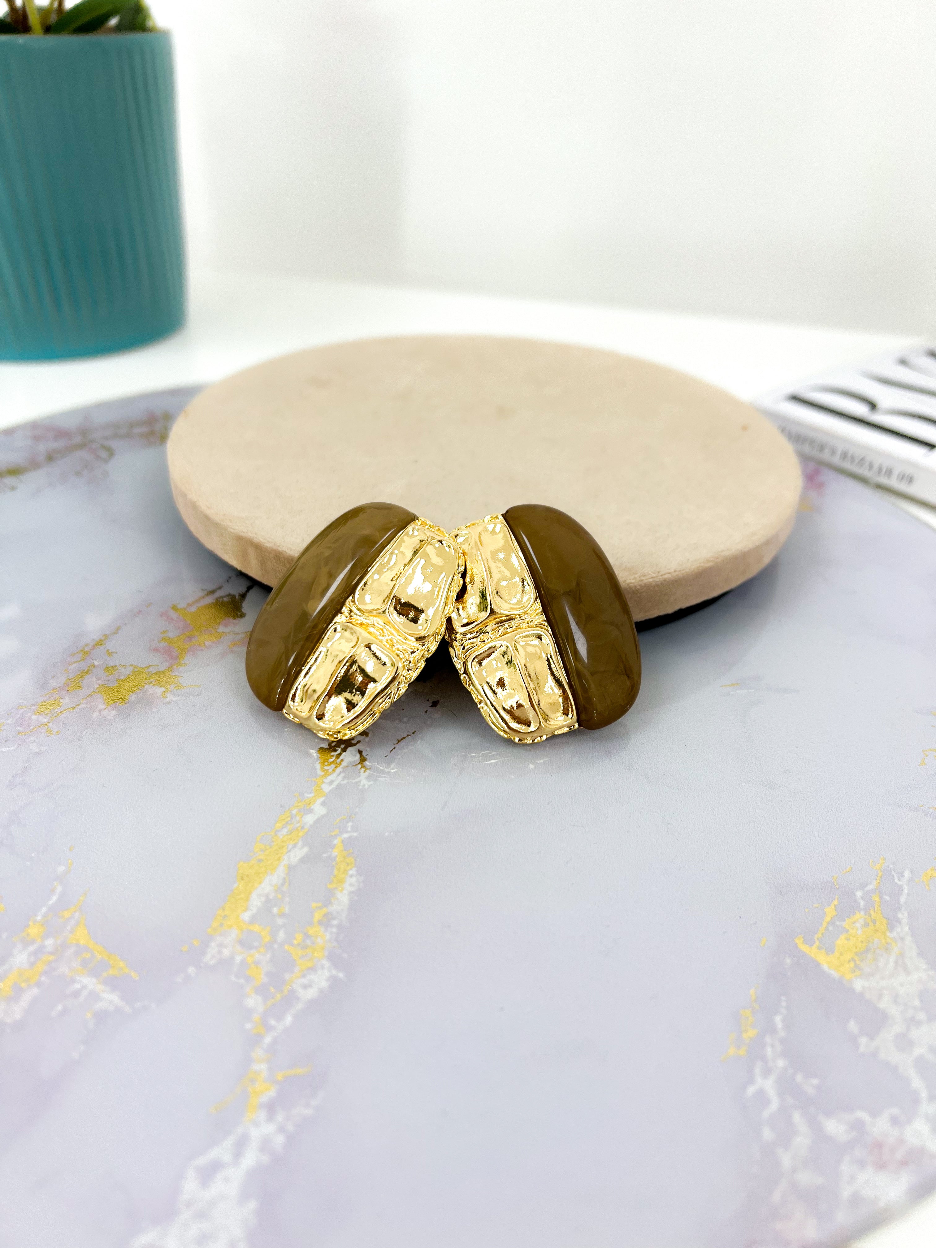 Orecchino Pietra MARRONE/ORO