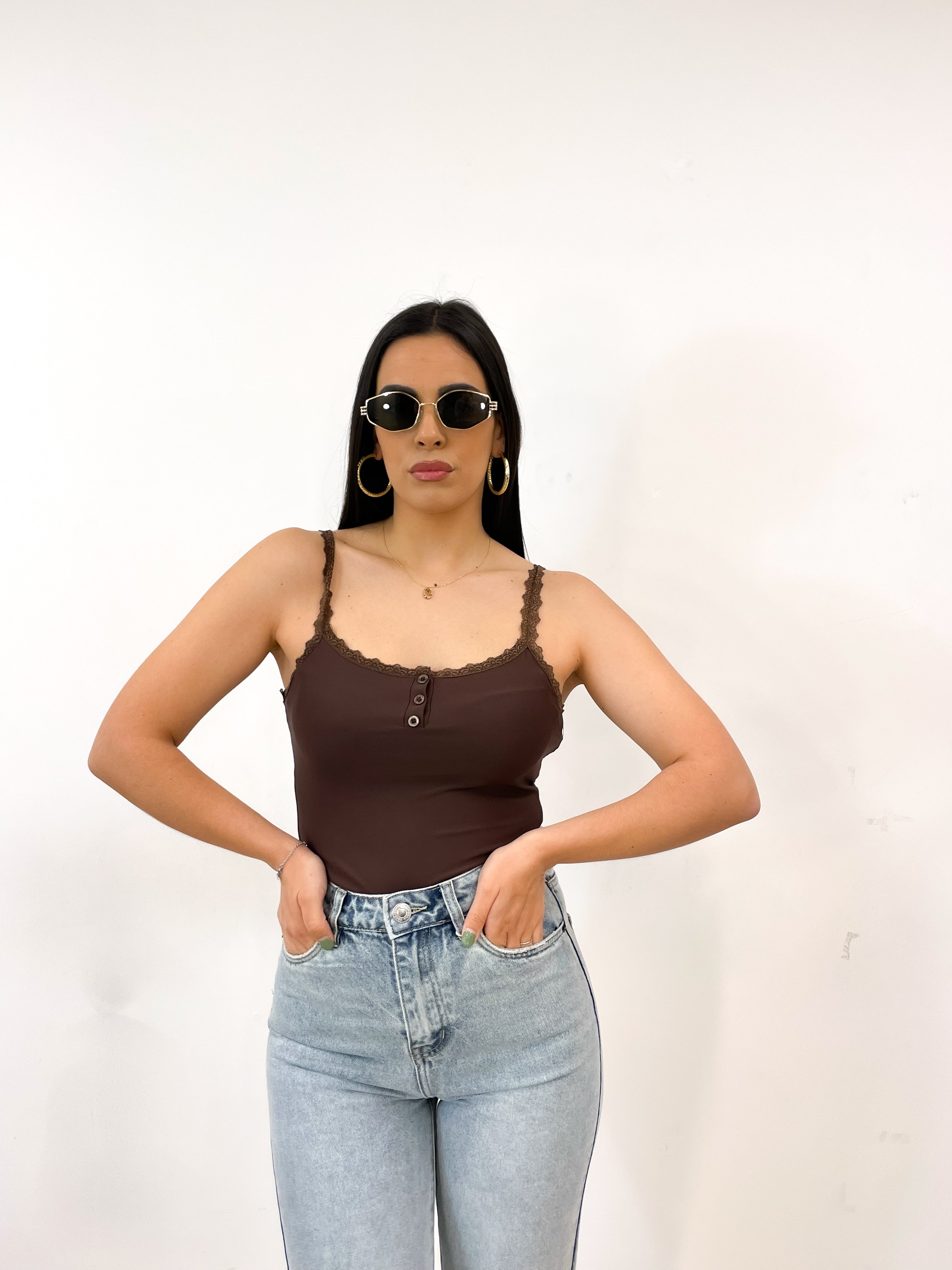 Canotta basic marrone