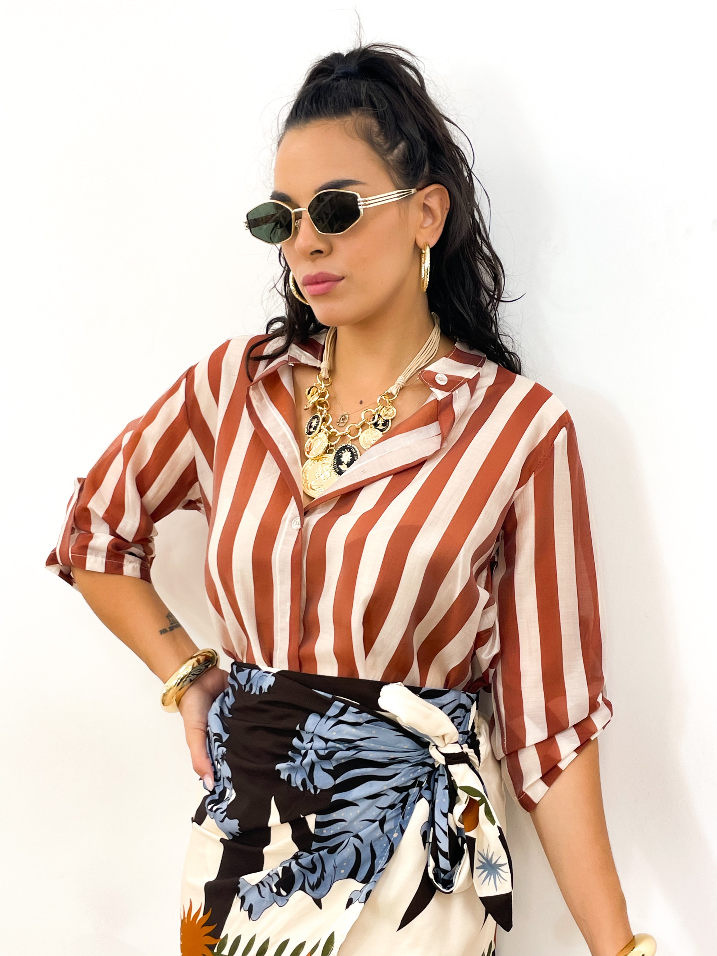 Camicia DOLL terracotta/panna