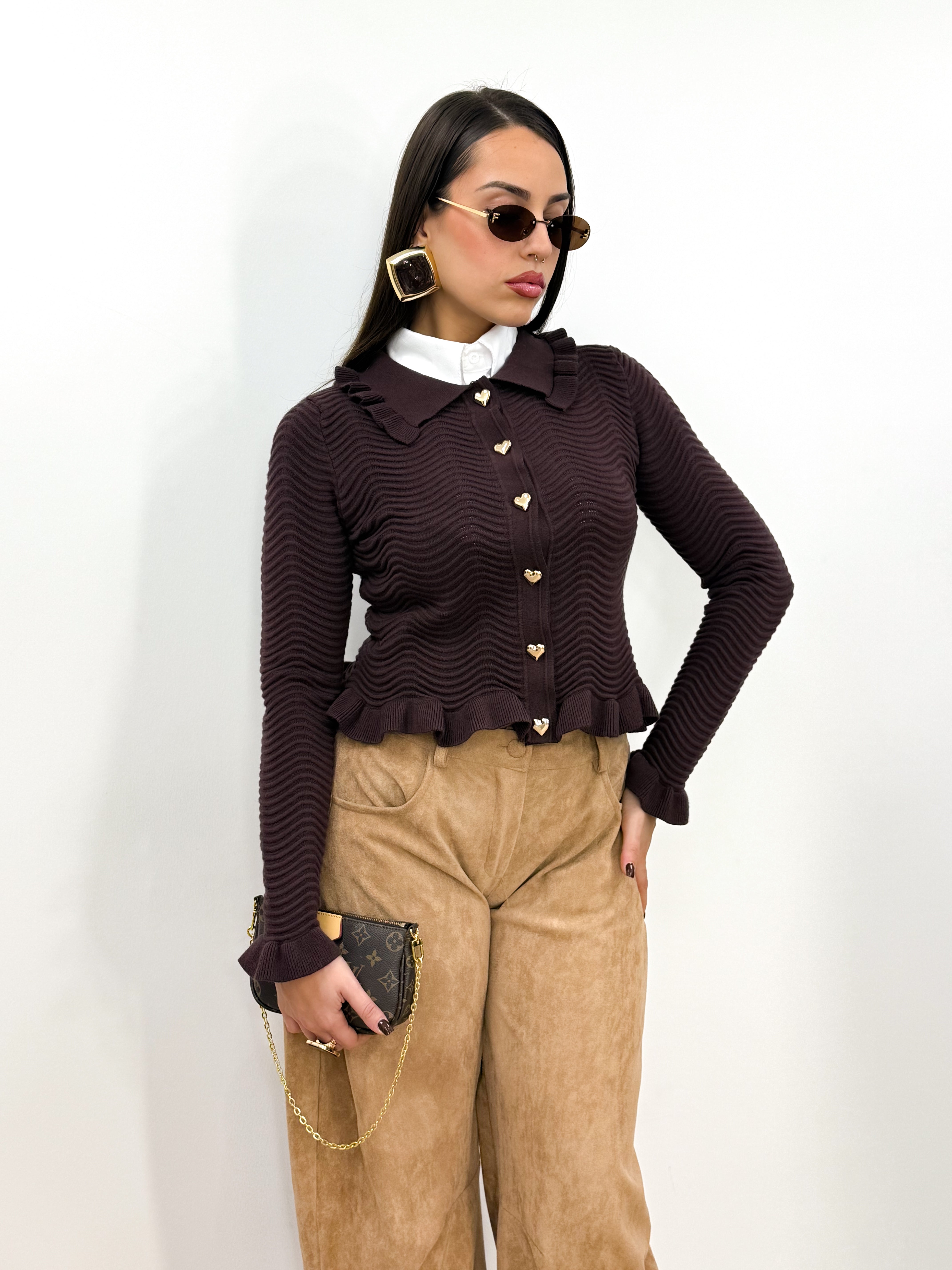 Cardigan Bon Ton Marrone